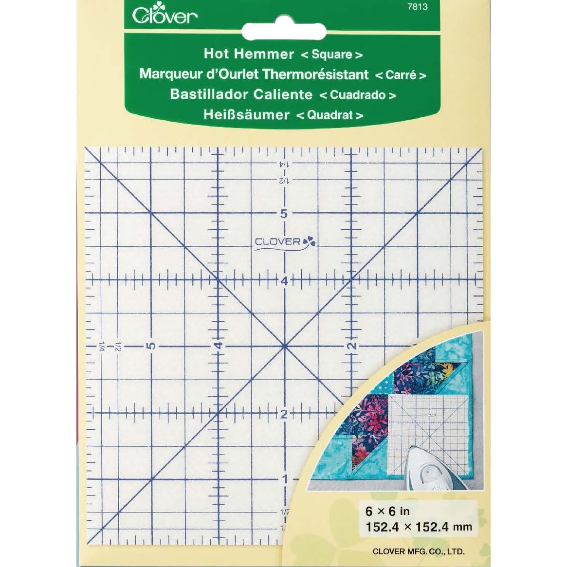 Clover Hot Hemmer 6&#x22; Square Ruler