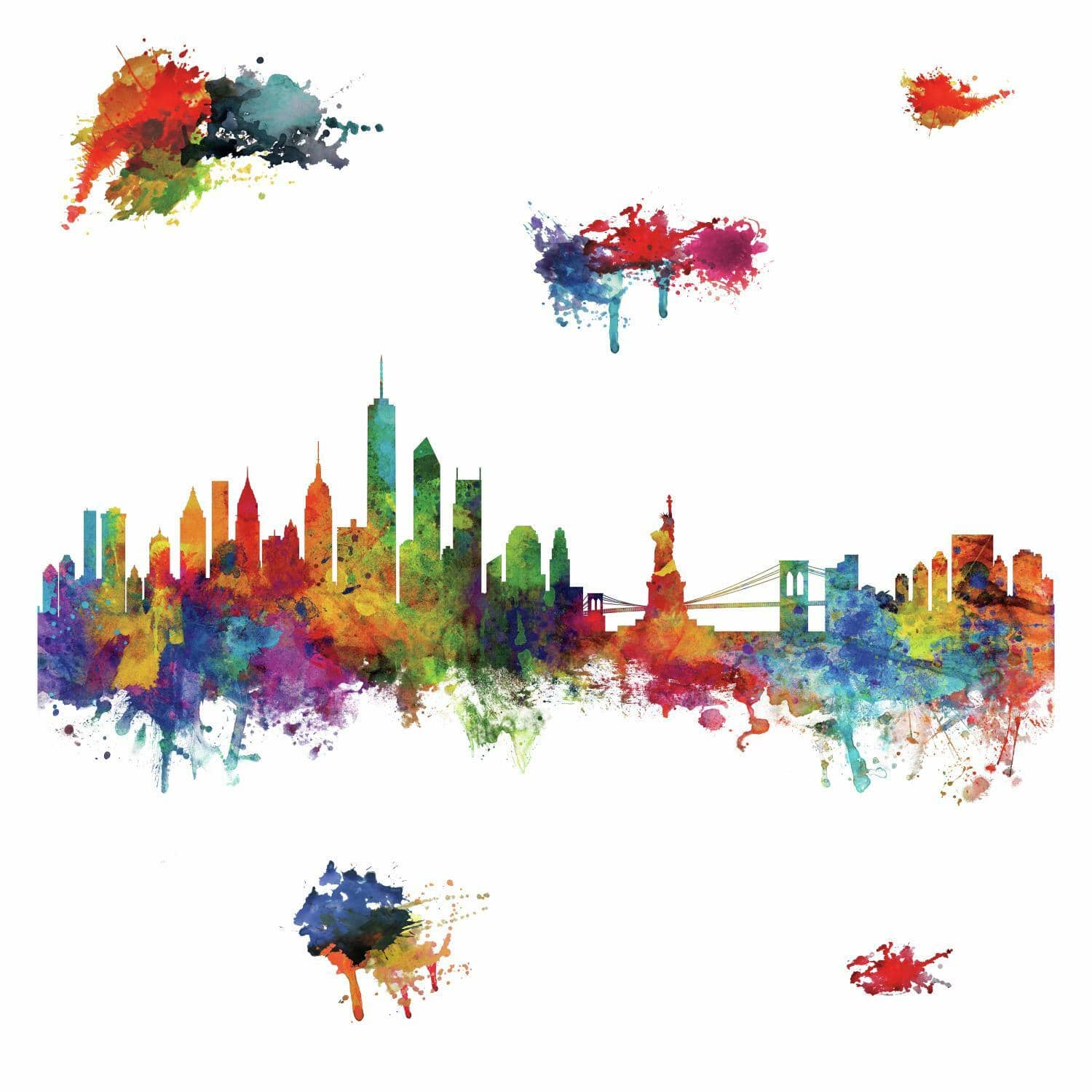 RoomMates New York City Watercolor Skyline Peel &#x26; Stick Decals