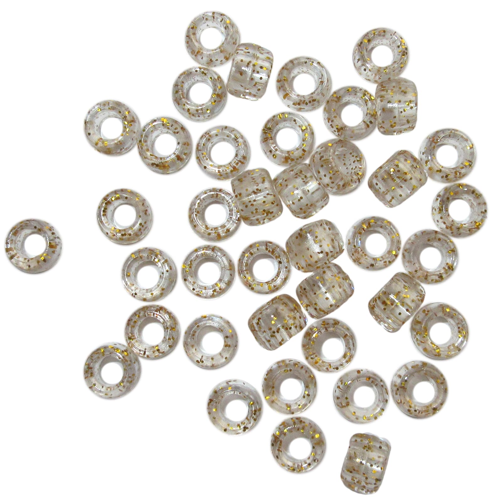 12 Packs: 580 ct. (6,960 total) Gold Glitter Pony Beads by Creatology™, 6mm x 9mm