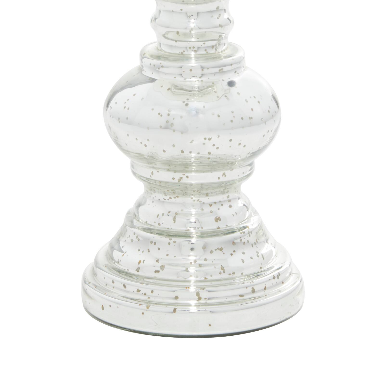 Silver Glass Traditional Candle Holder Set