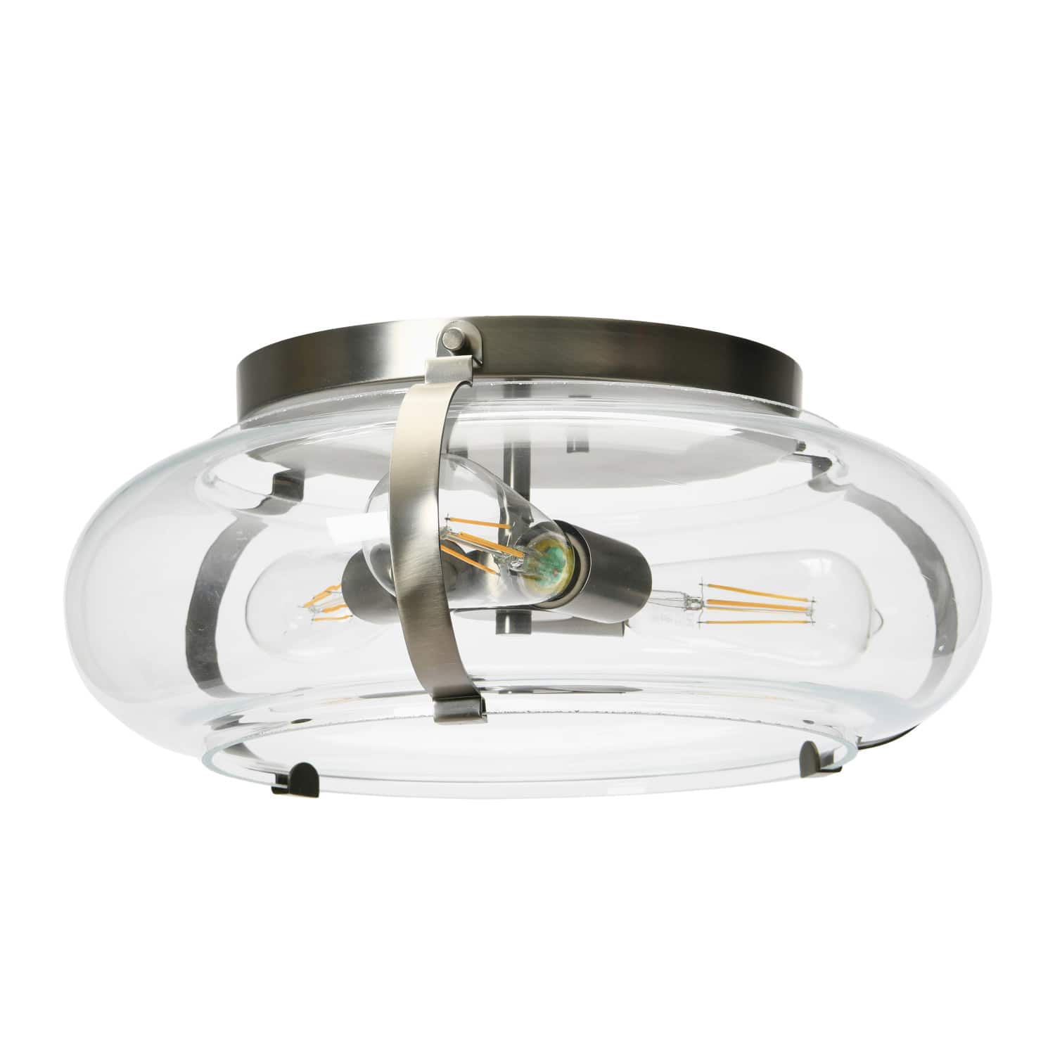 Hello Honey® Robert Stevenson Lighting Alston 16" Antique Nickel Glass & Metal Flush Mount Ceiling Light