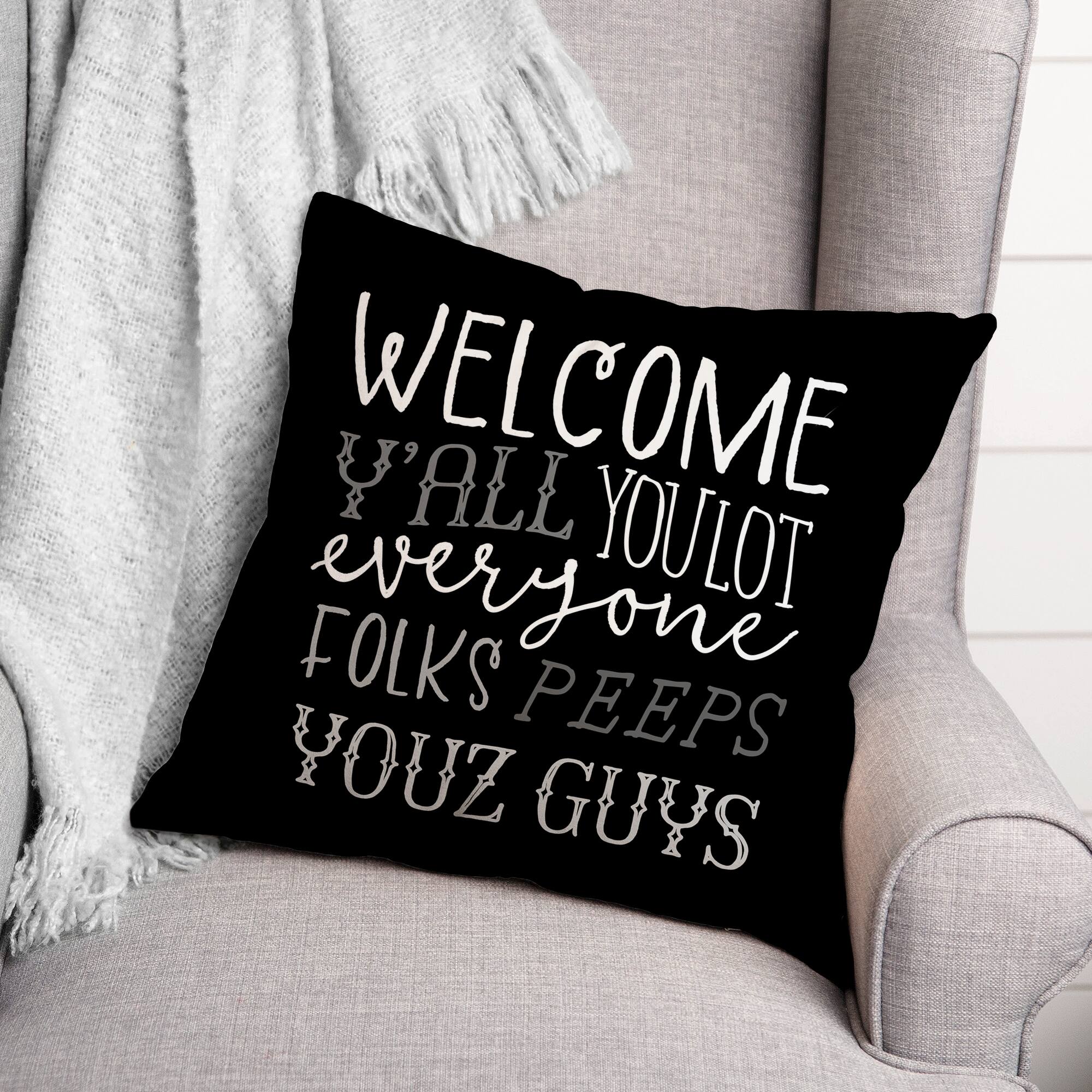 18" x 18" Welcome Y'all Versatile Throw Pillow