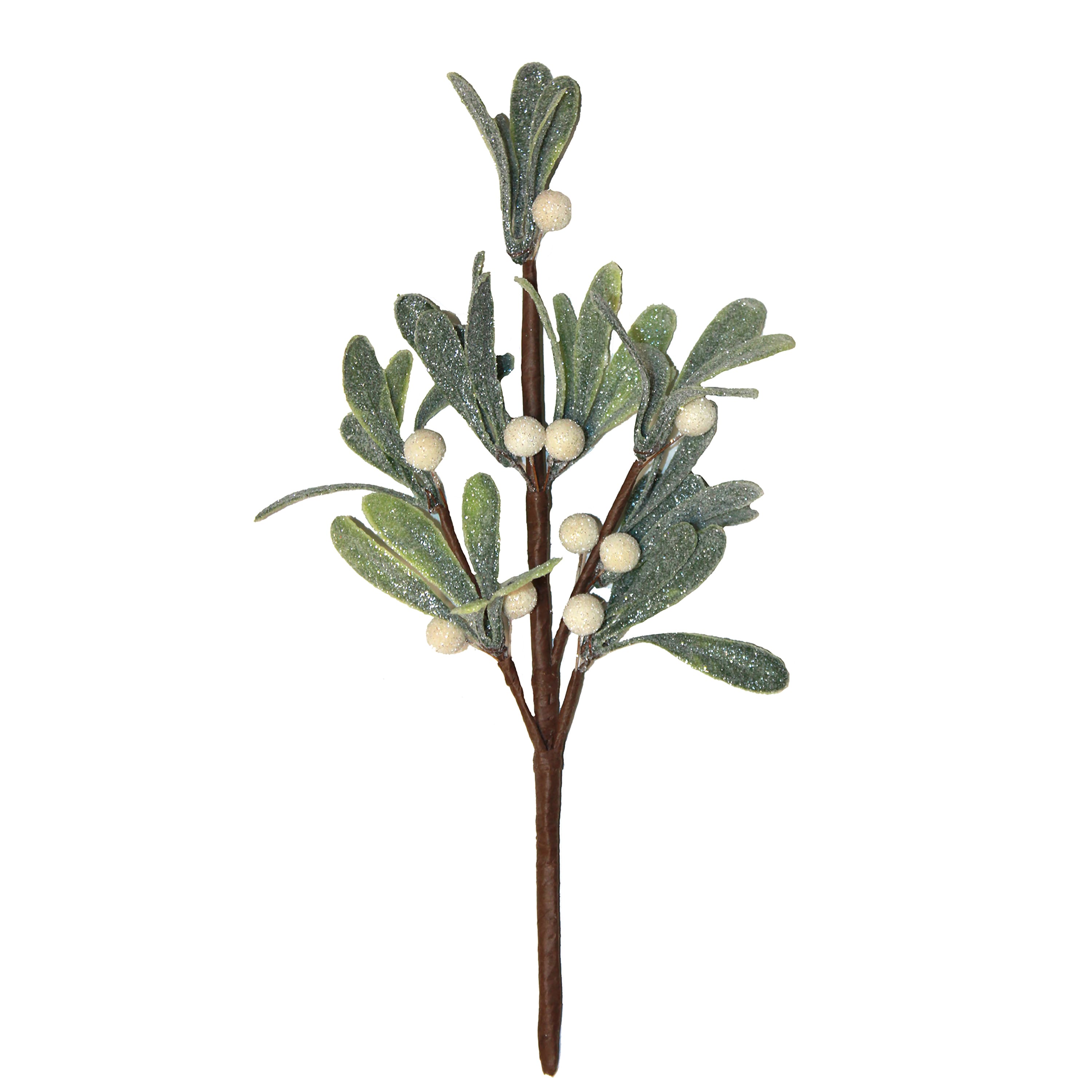 12" Artificial Christmas Mistletoe White Berry & Leaf Pick, 6ct.
