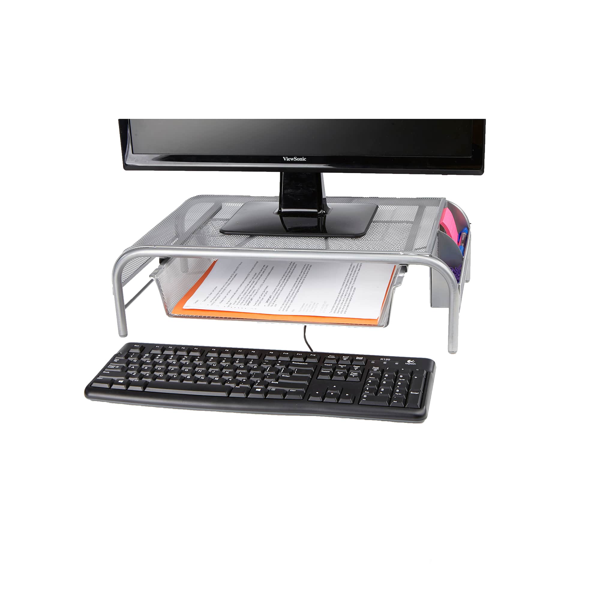 Mind Reader Metal Mesh Monitor Stand & Desk Organizer