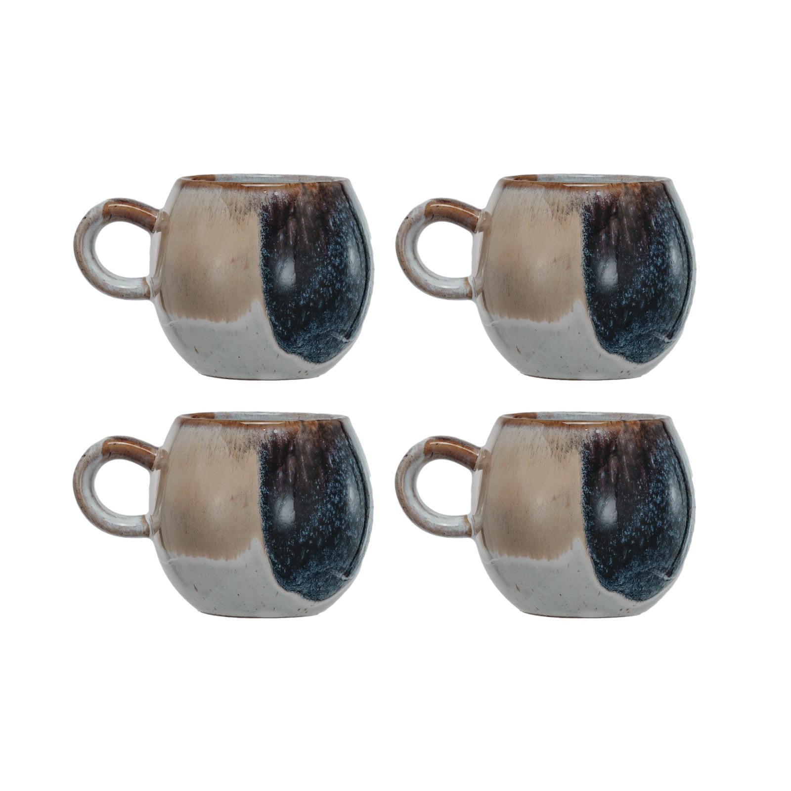 Hello Honey&#xAE; 2.75&#x22; Tan &#x26; White Earthen Sip Stoneware Mugs, 4ct.
