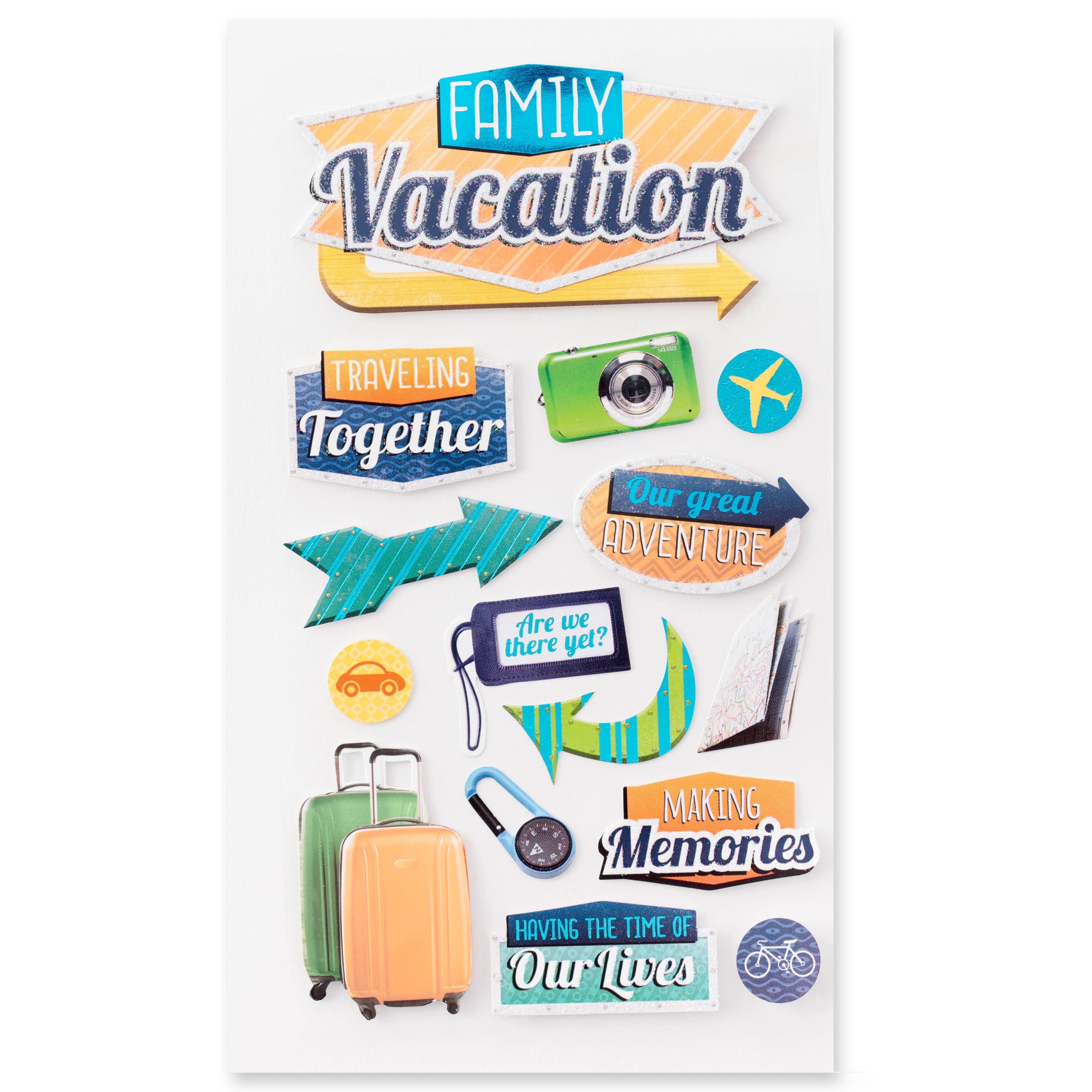 12 Pack: Family Vacation Dimensional Stickers by Recollections™