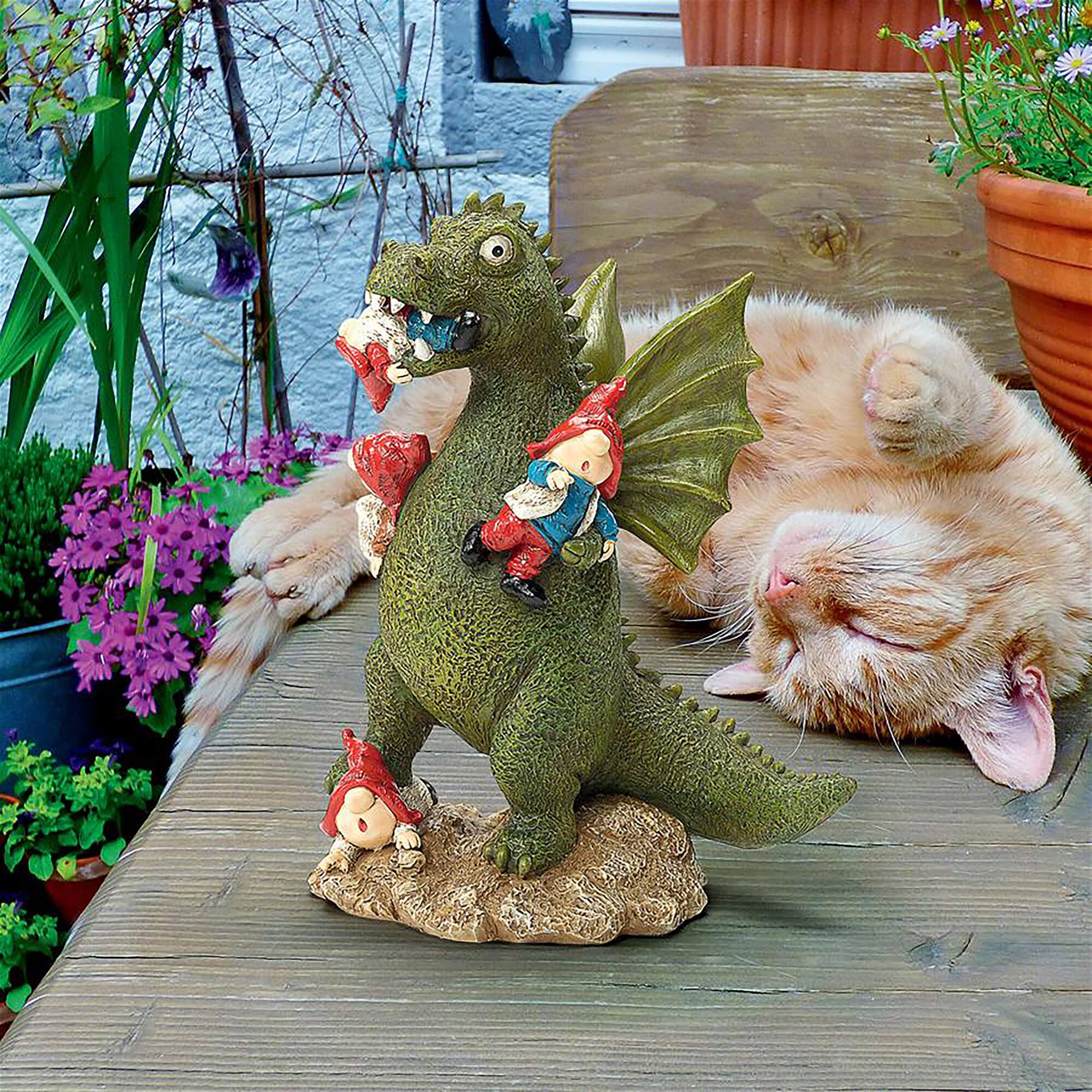 Design Toscano 12&#x22; Dragon&#x27;s Gonna Get Ya! Garden Gnome Apocalypse Statue