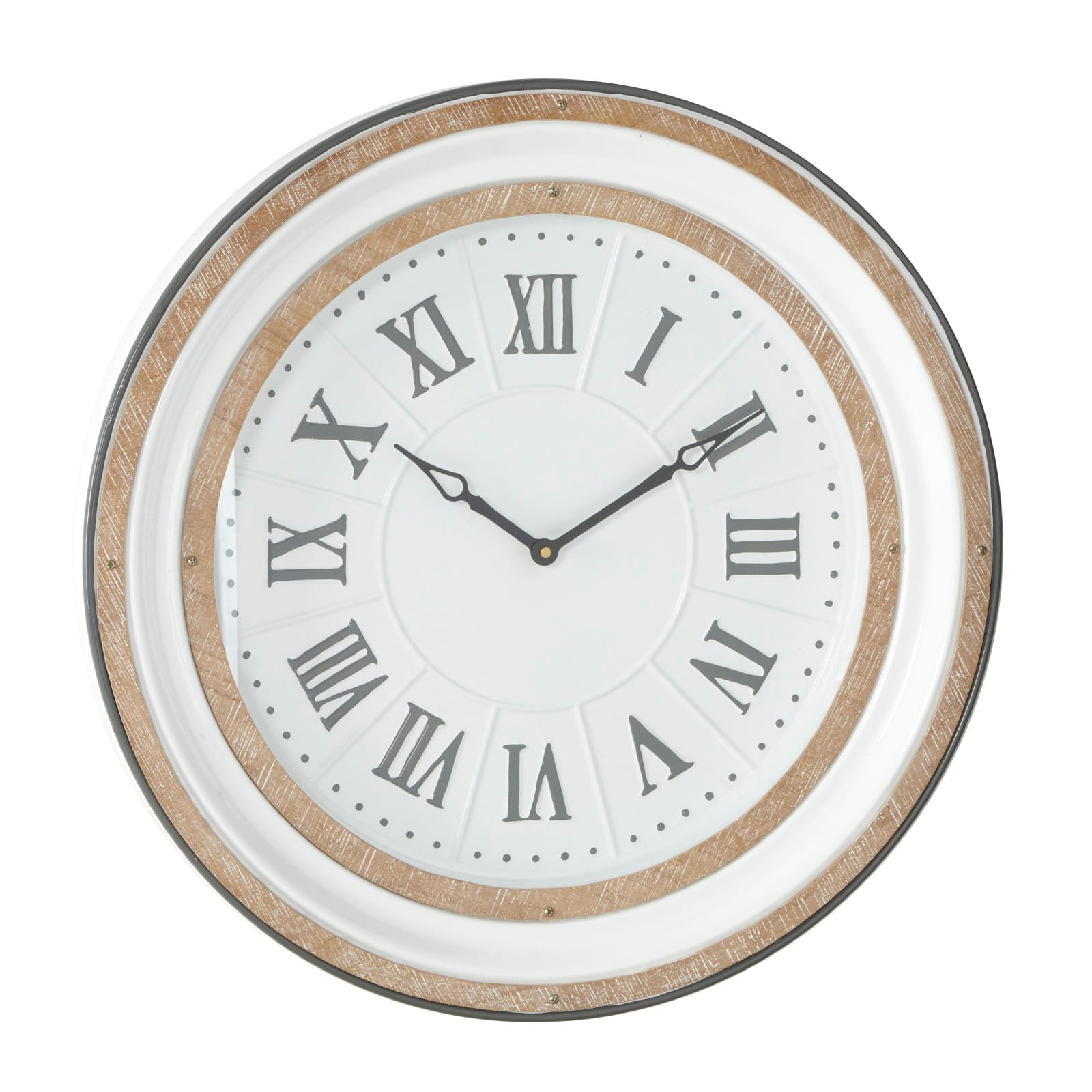 White Farmhouse Metal Wall Clock, 24" x 24"