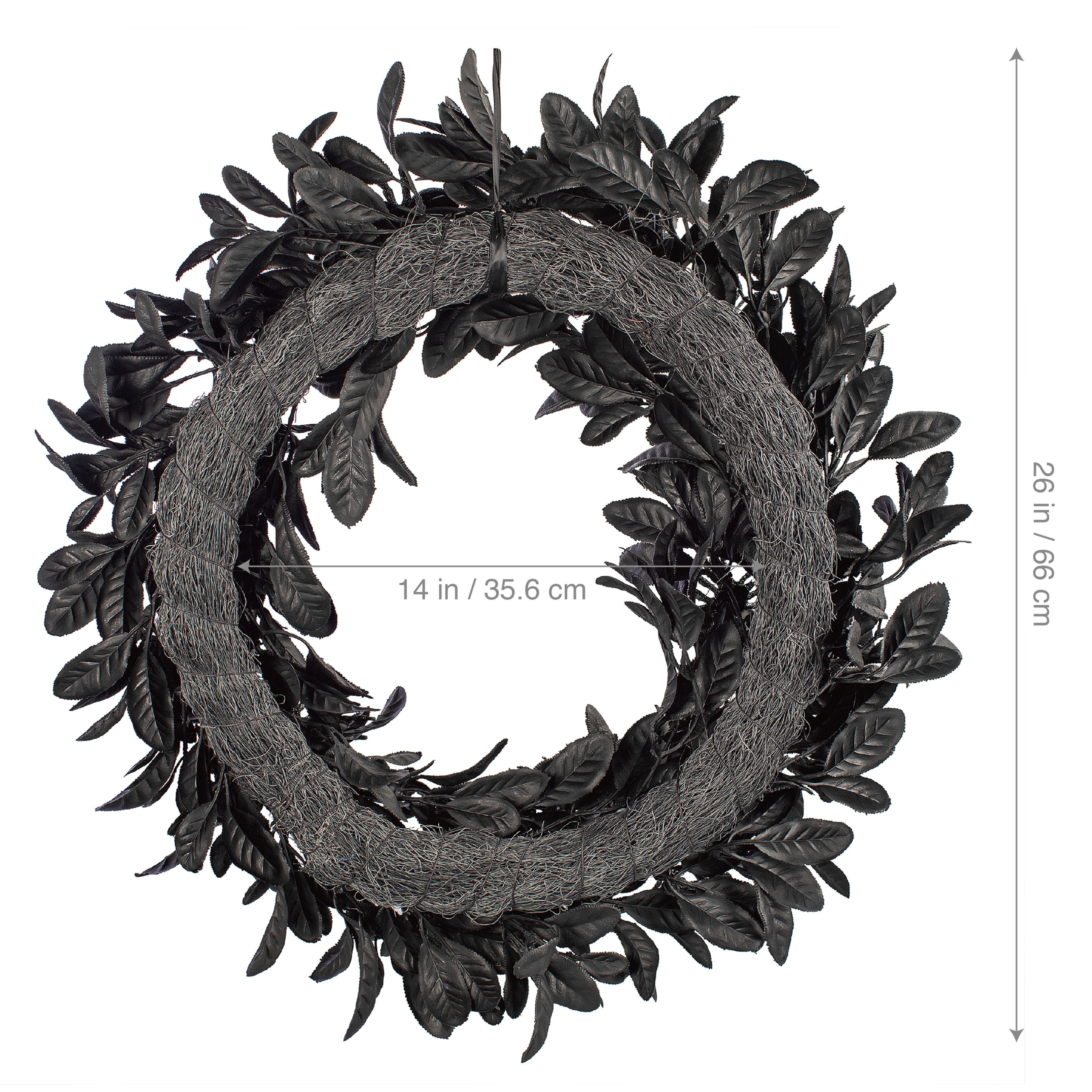 26&#x22; Black Leaves with Spiders Wreath by Ashland&#xAE;