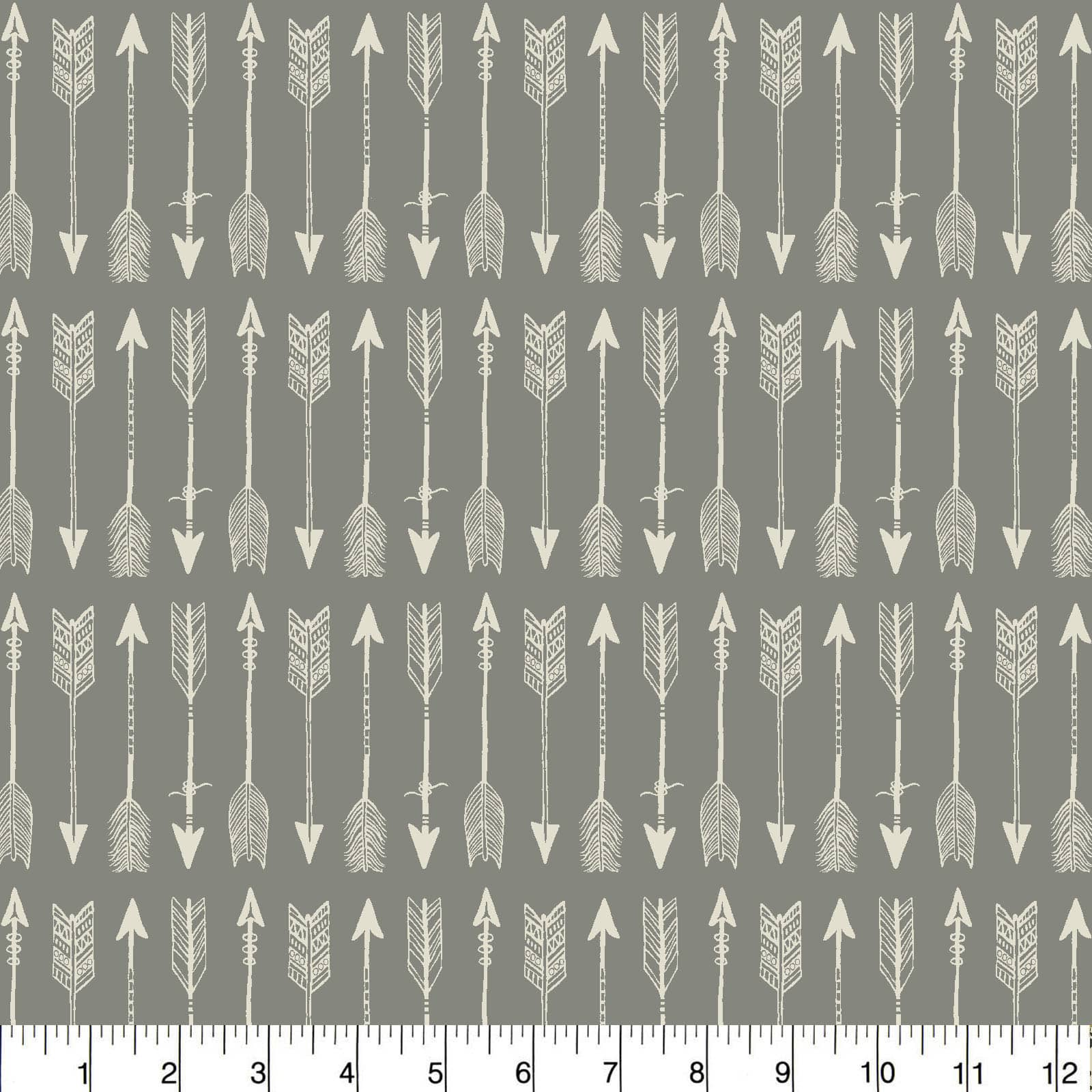 PKL Studio Arrows on Gray Cotton Home D&#xE9;cor Fabric