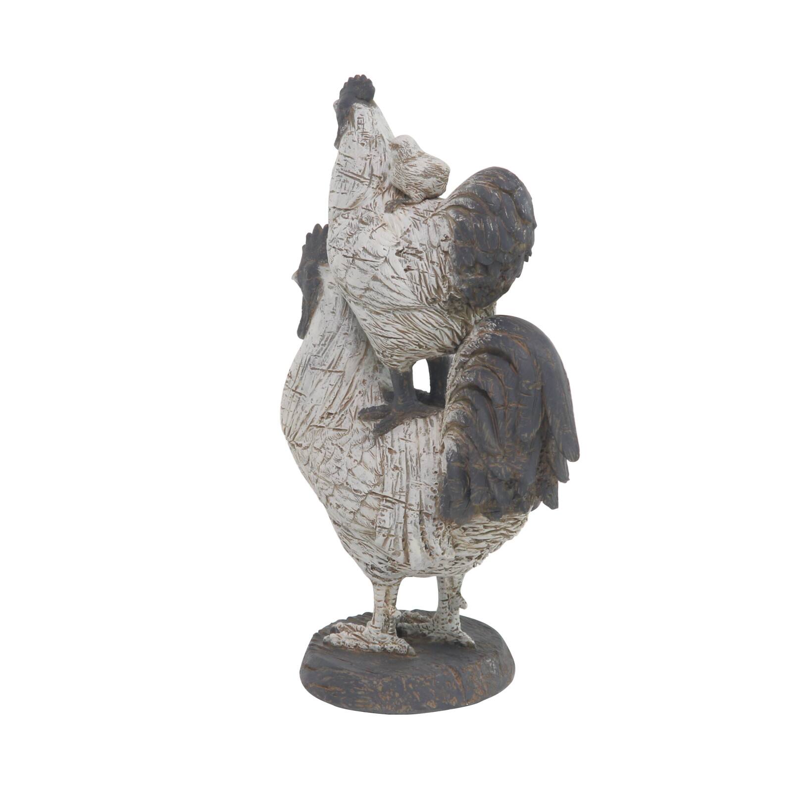 White Polystone Farmhouse Sculpture, Rooster 12" x 8" x 5"