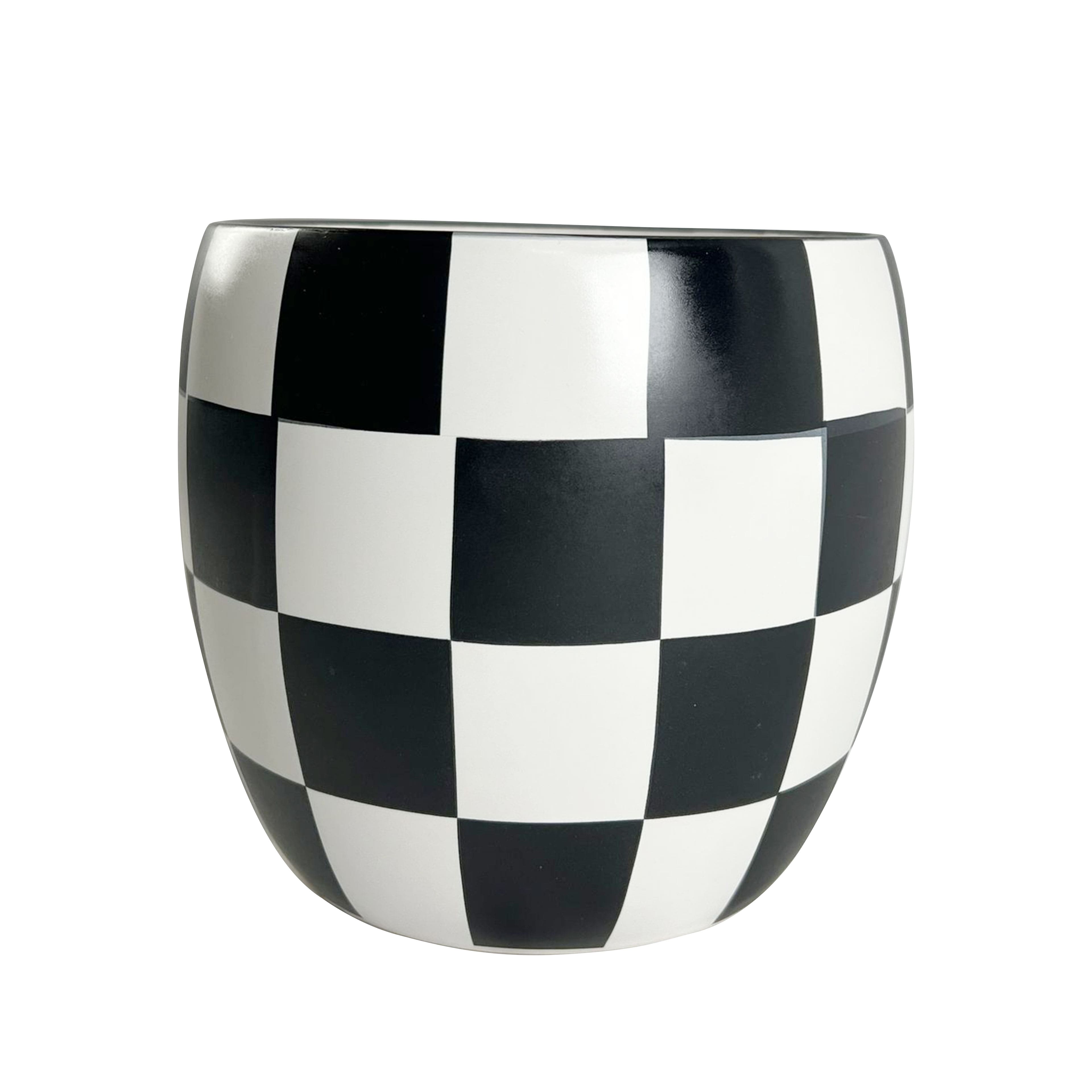 5.75&#x22; Black &#x26; White Check Ceramic Pot by Ashland&#xAE;