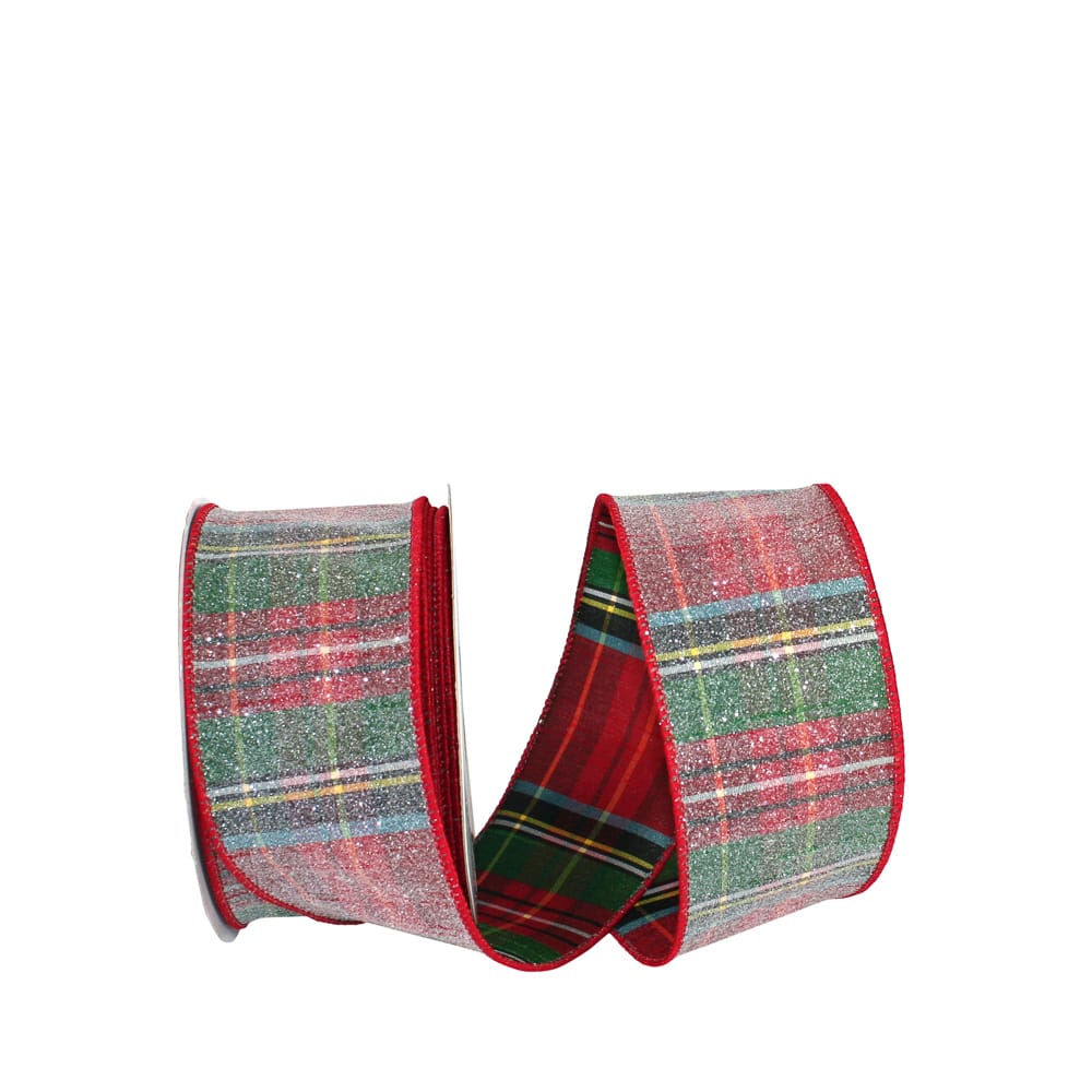 JAM Paper 2.5&#x22; x 10yd. Frosted Wired Alford Plaid Ribbon