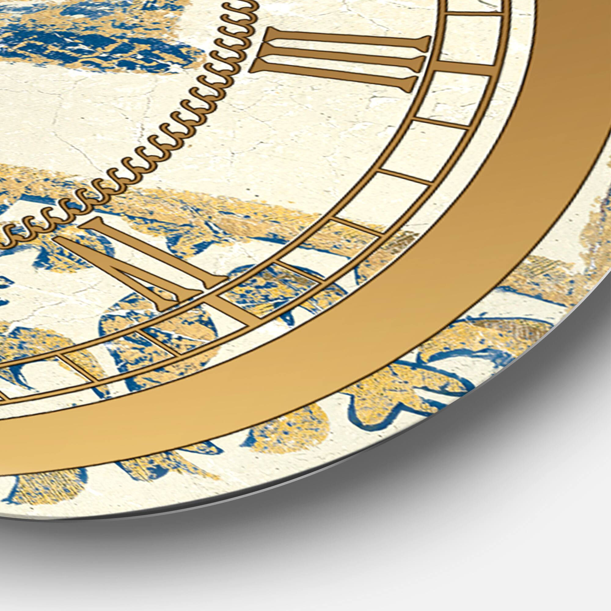 Designart 'Fleur De Lis Gold Crown Glam Wall Clock