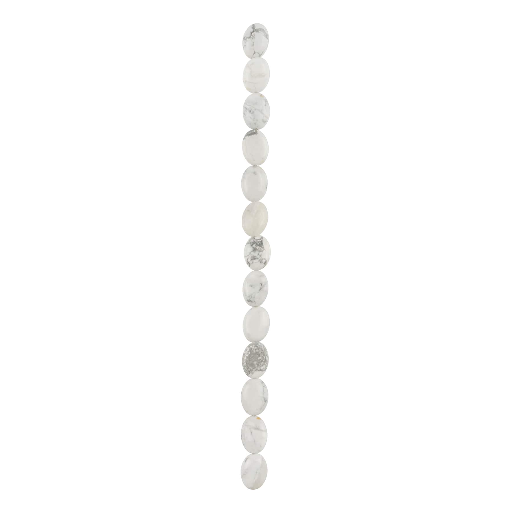 White Howlite Flat Oval Beads, 14mm by Bead Landing™