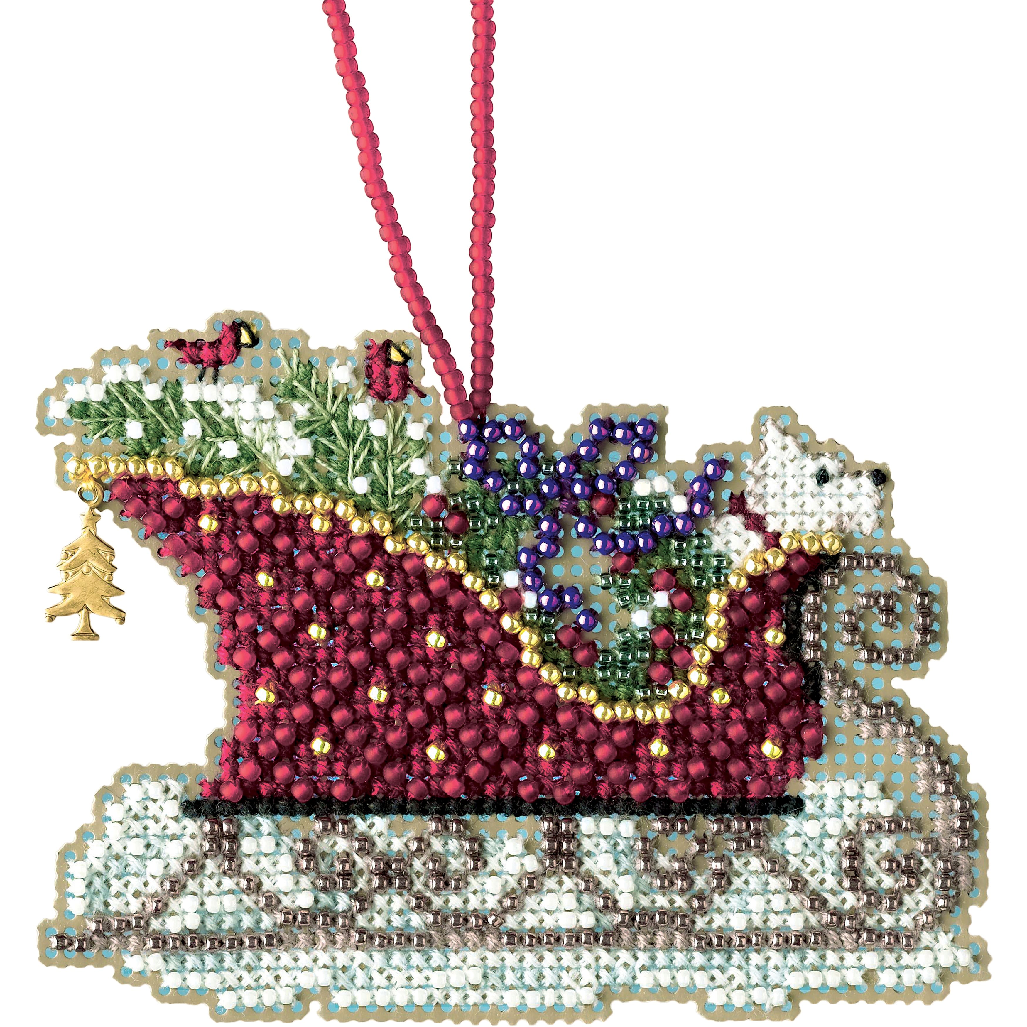 Mill Hill&#xAE; Sleigh Ride Evergreen Sleigh Ornament Counted Cross Stitch Kit