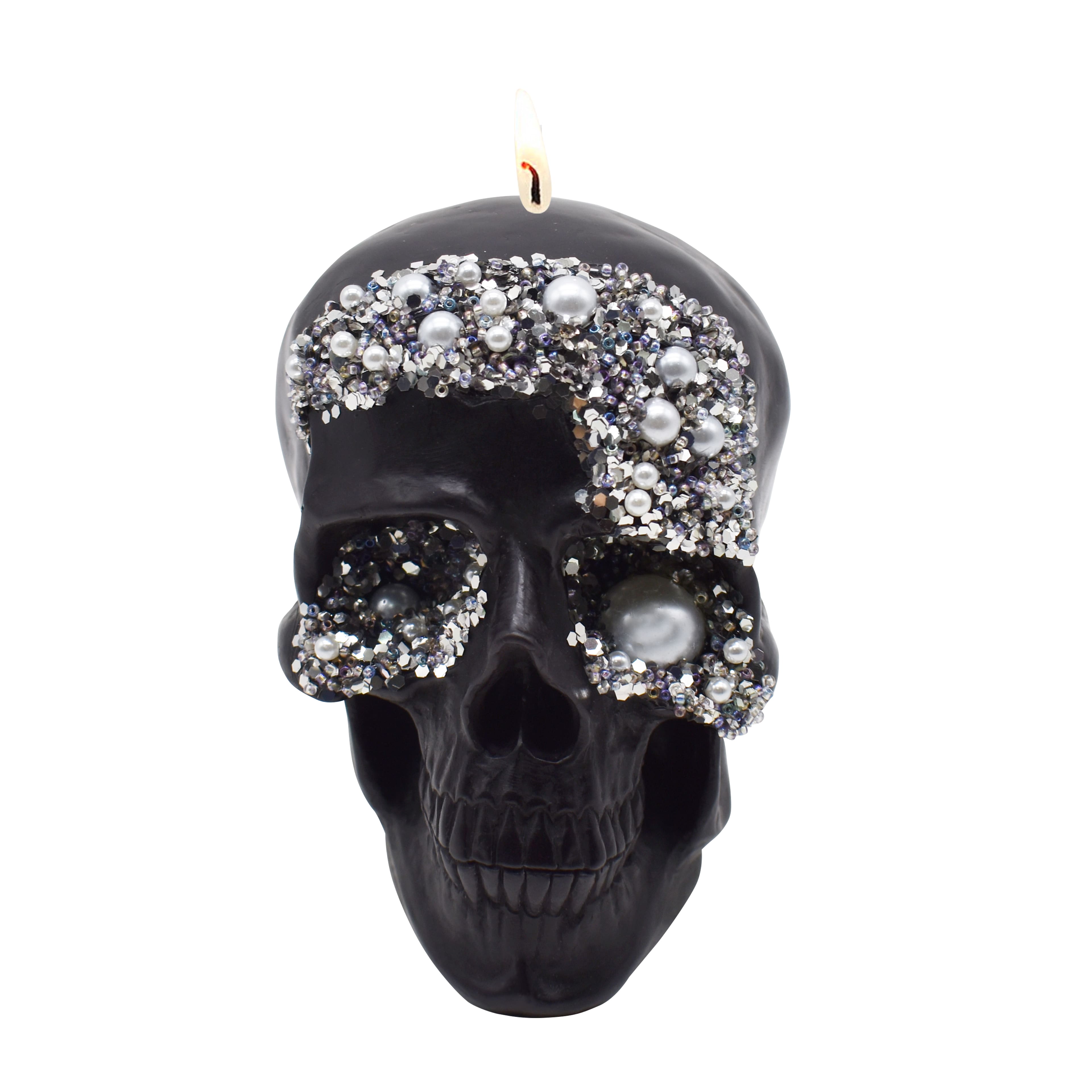 5" Black Skull with Pearls Unscented Candle by Ashland®