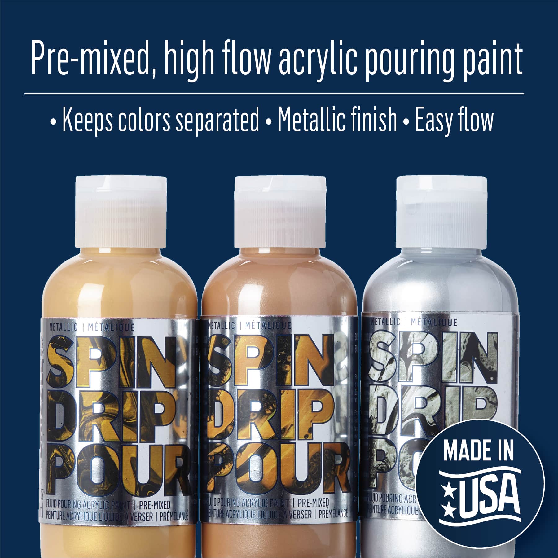 FolkArt&#xAE; Drizzle&#x2122; Metallic 3 Color Pre-Mixed Acrylic Paint Set