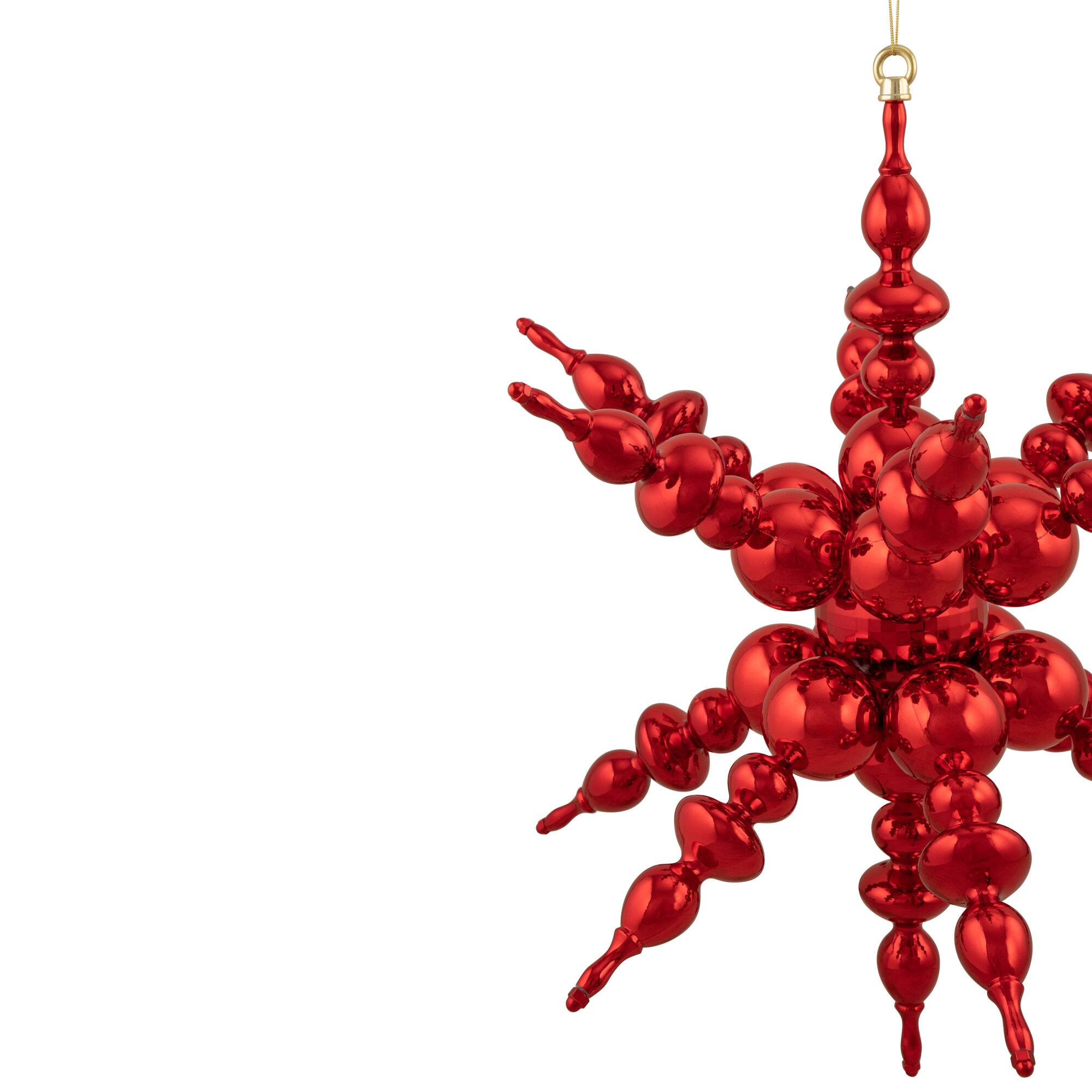 24&#x22; Shiny Red 3D Sunburst Snowflake Commercial Ornament