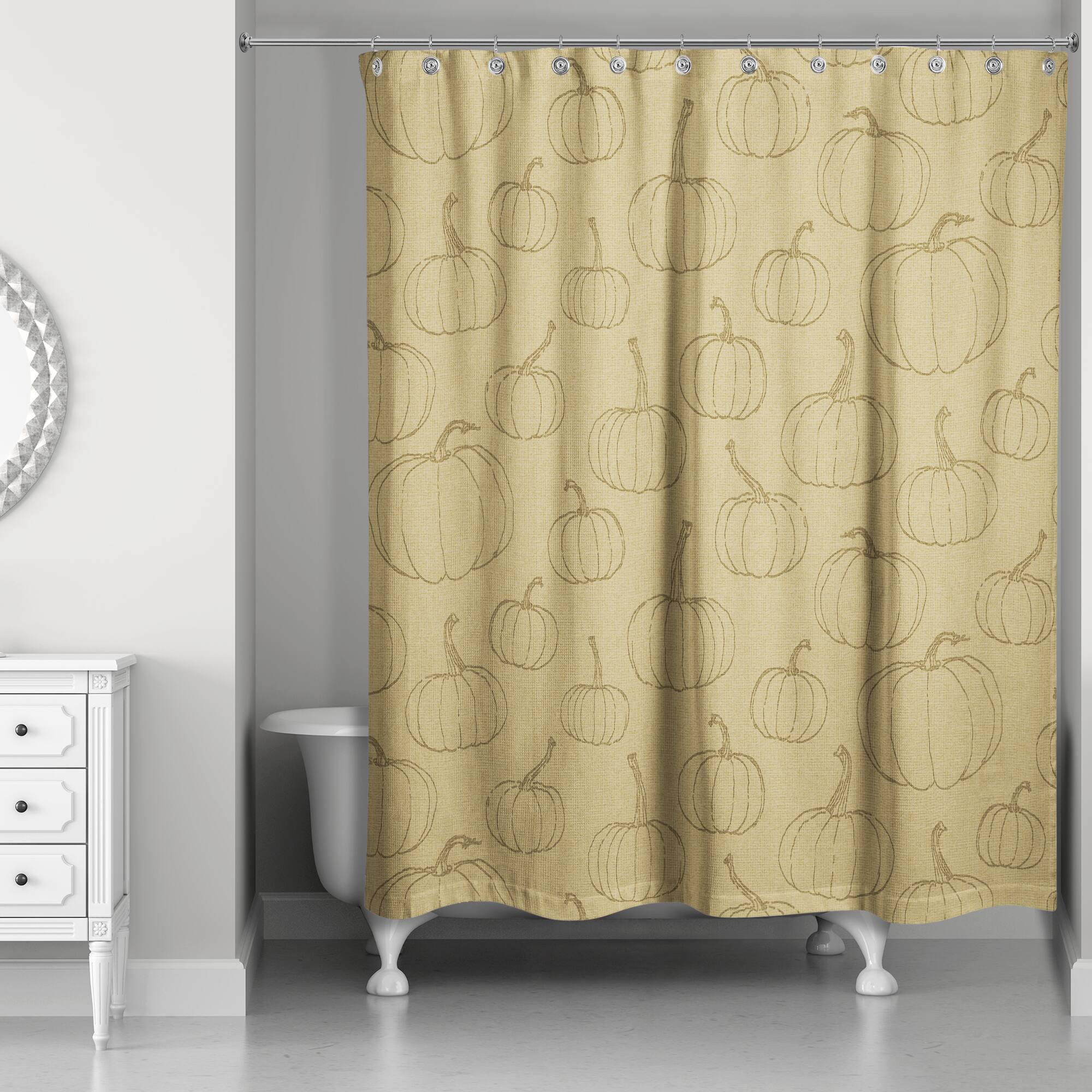 Mustard Yellow Pumpkin Shower Curtain