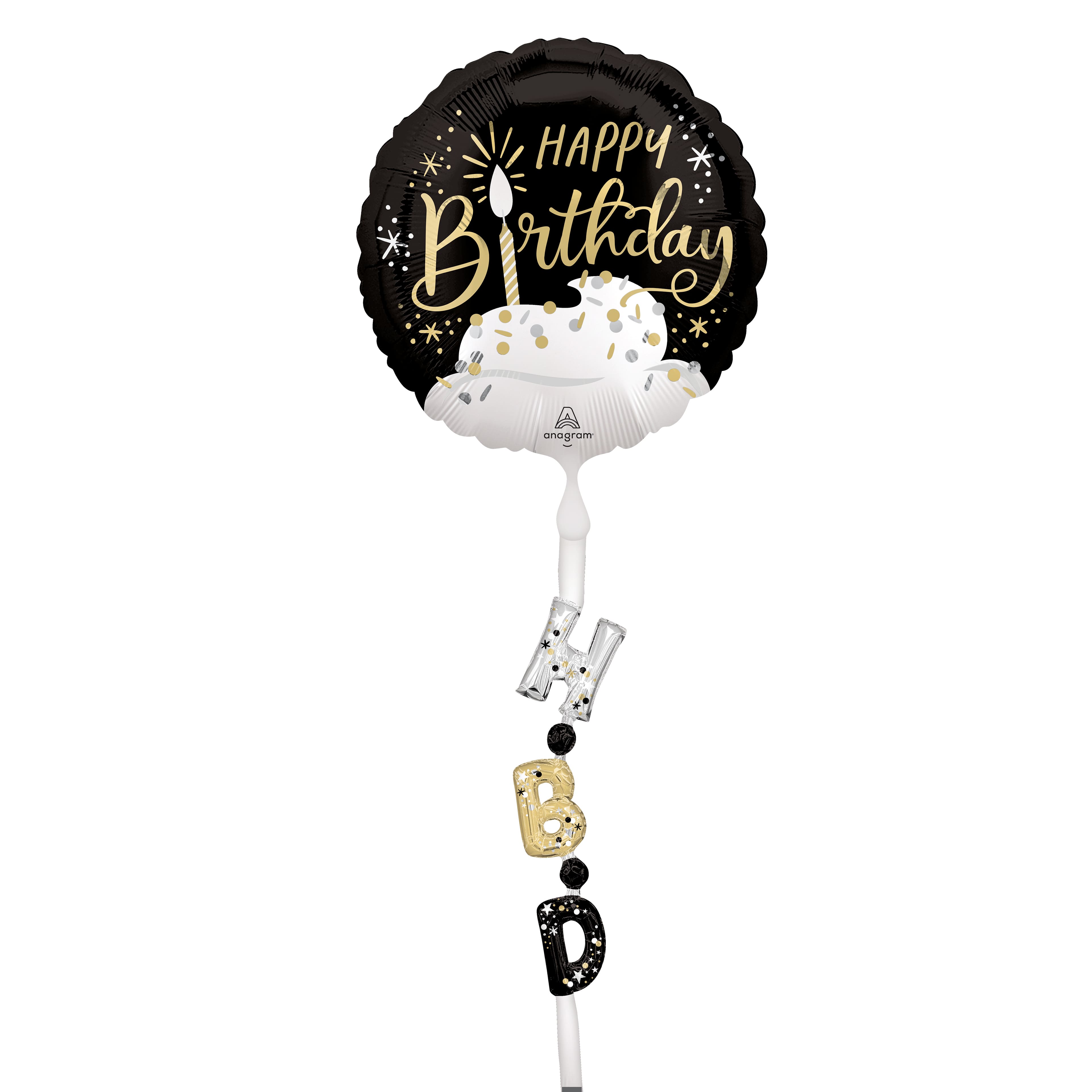 Airwalkers® XL® 5.75ft. Black, Silver & Gold Birthday Foil Balloon
