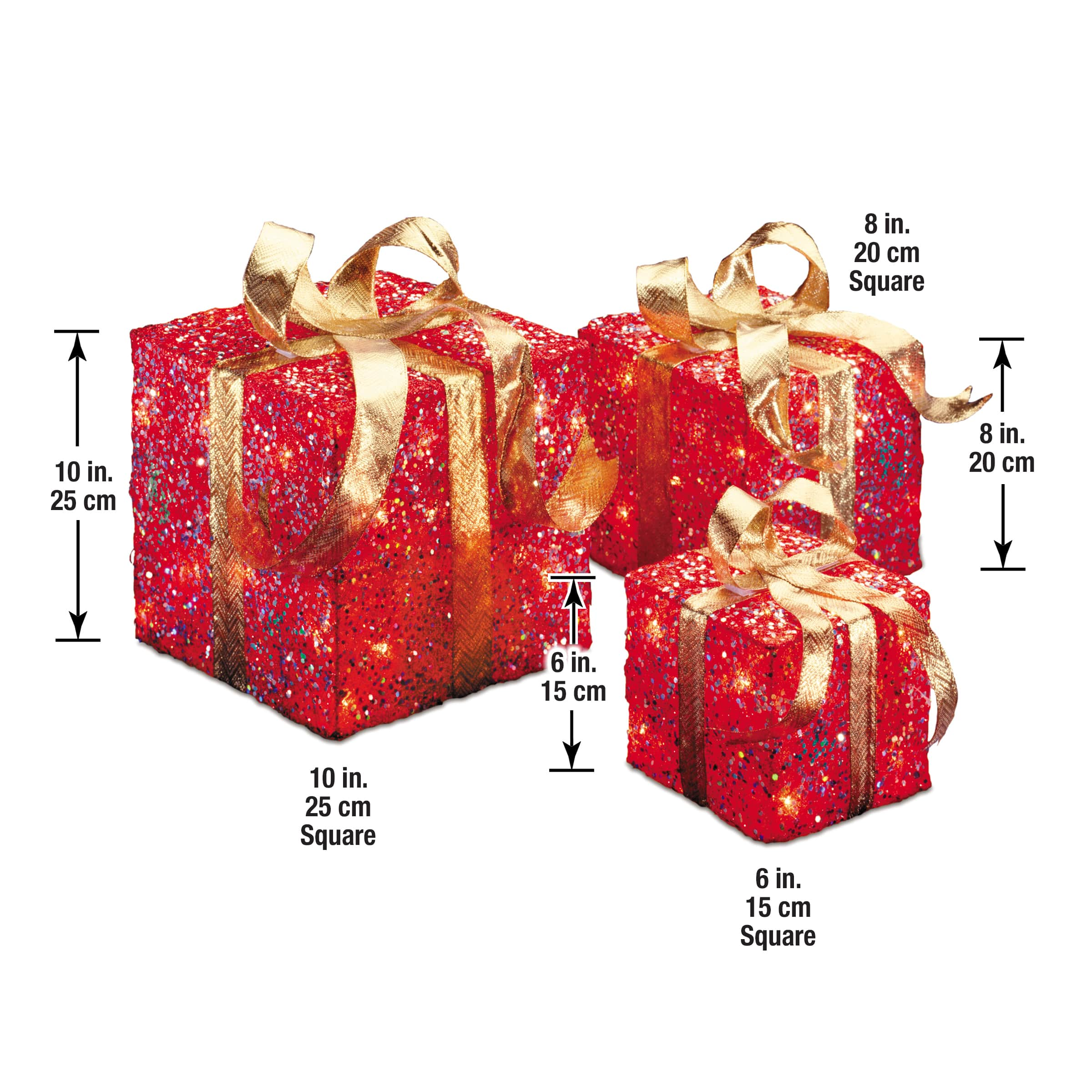 Red Sisal Gift Box Set with Clear Lights