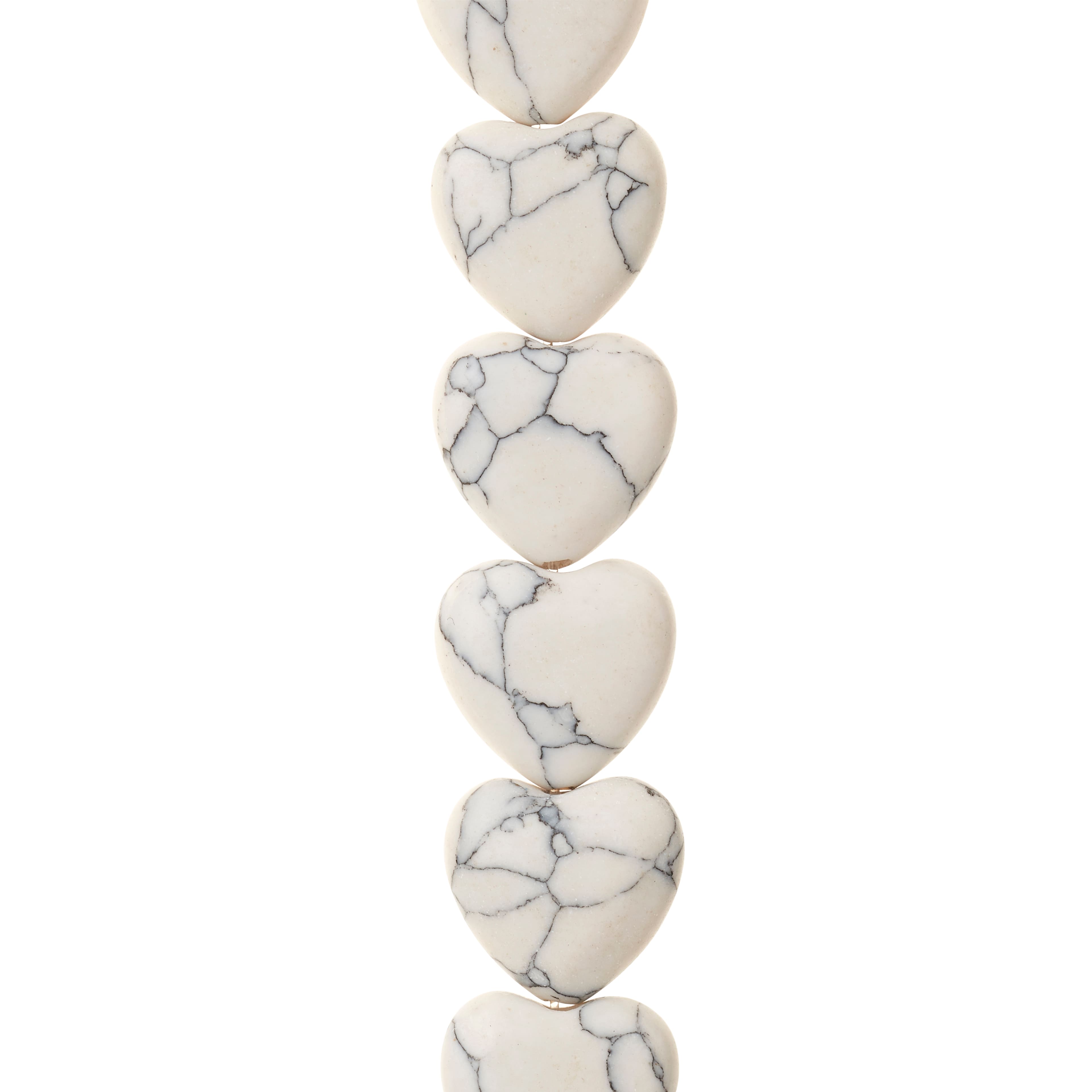 White Howlite Heart Semi-Precious Beads by Bead Landing™, 12mm