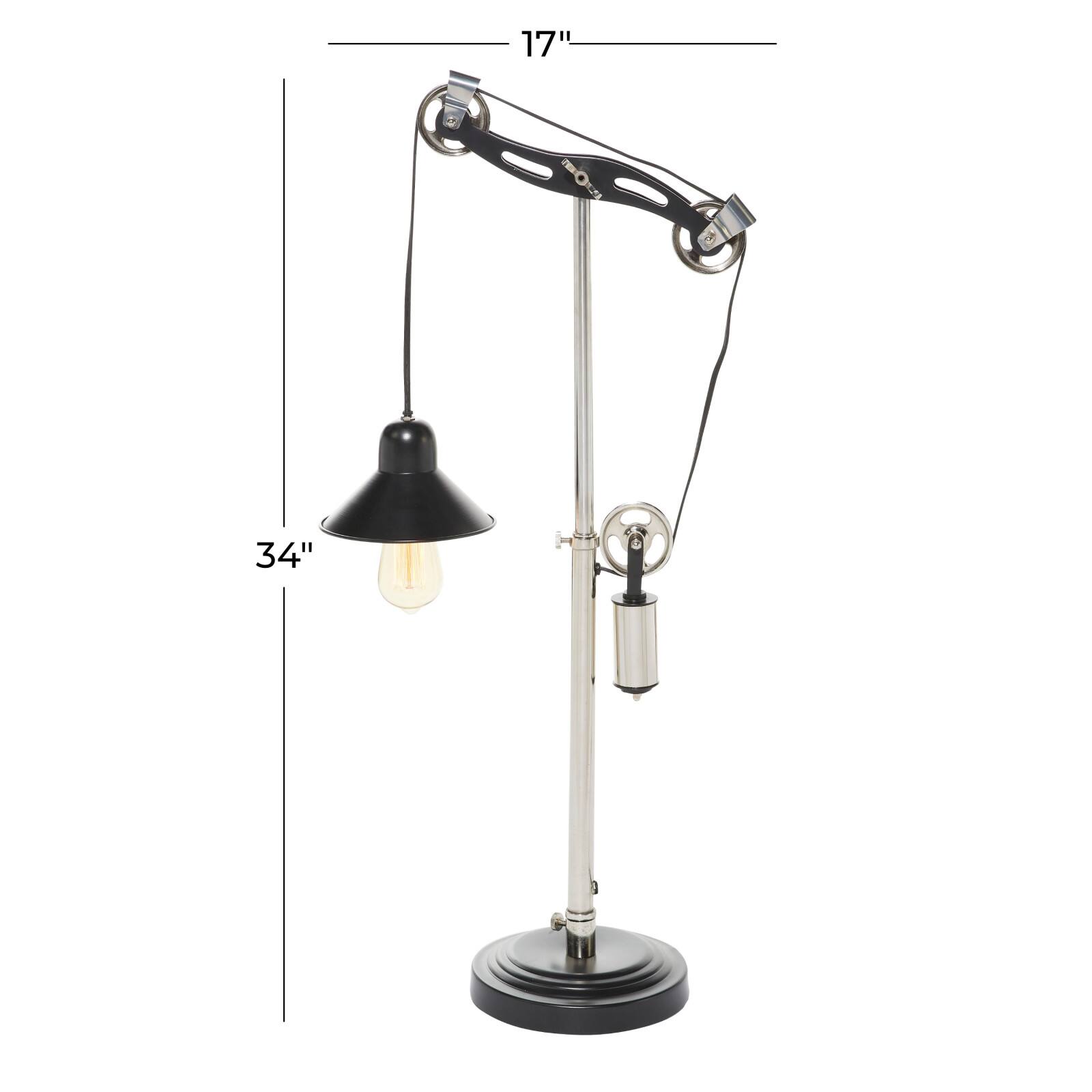 34&#x22; Black Metal Industrial Table Lamp