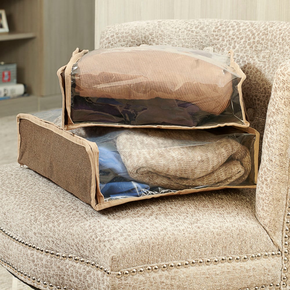 Household Essentials 16&#x22; Brown Sweater Storage Bags, 2ct.