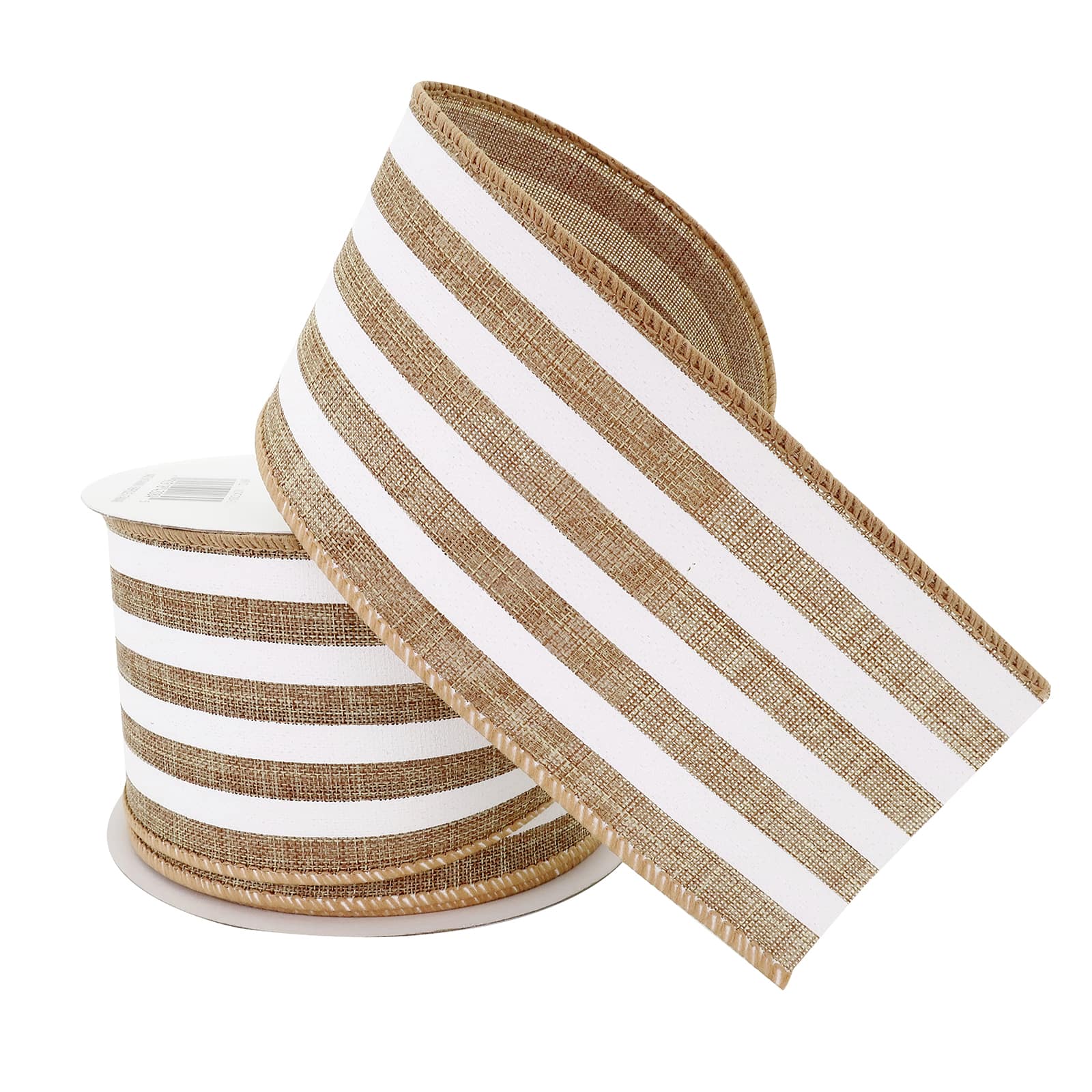 2.5&#x22; Faux Linen Wired Stripe Ribbon by Celebrate It&#x2122;