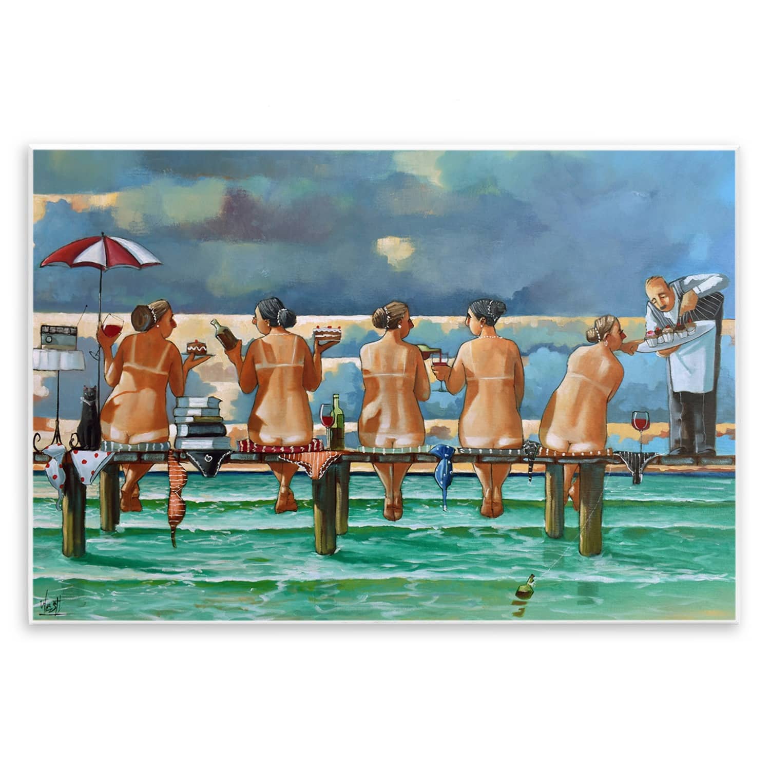 Stupell Industries Women on Dock with Tan Lines Wall Plaque Art