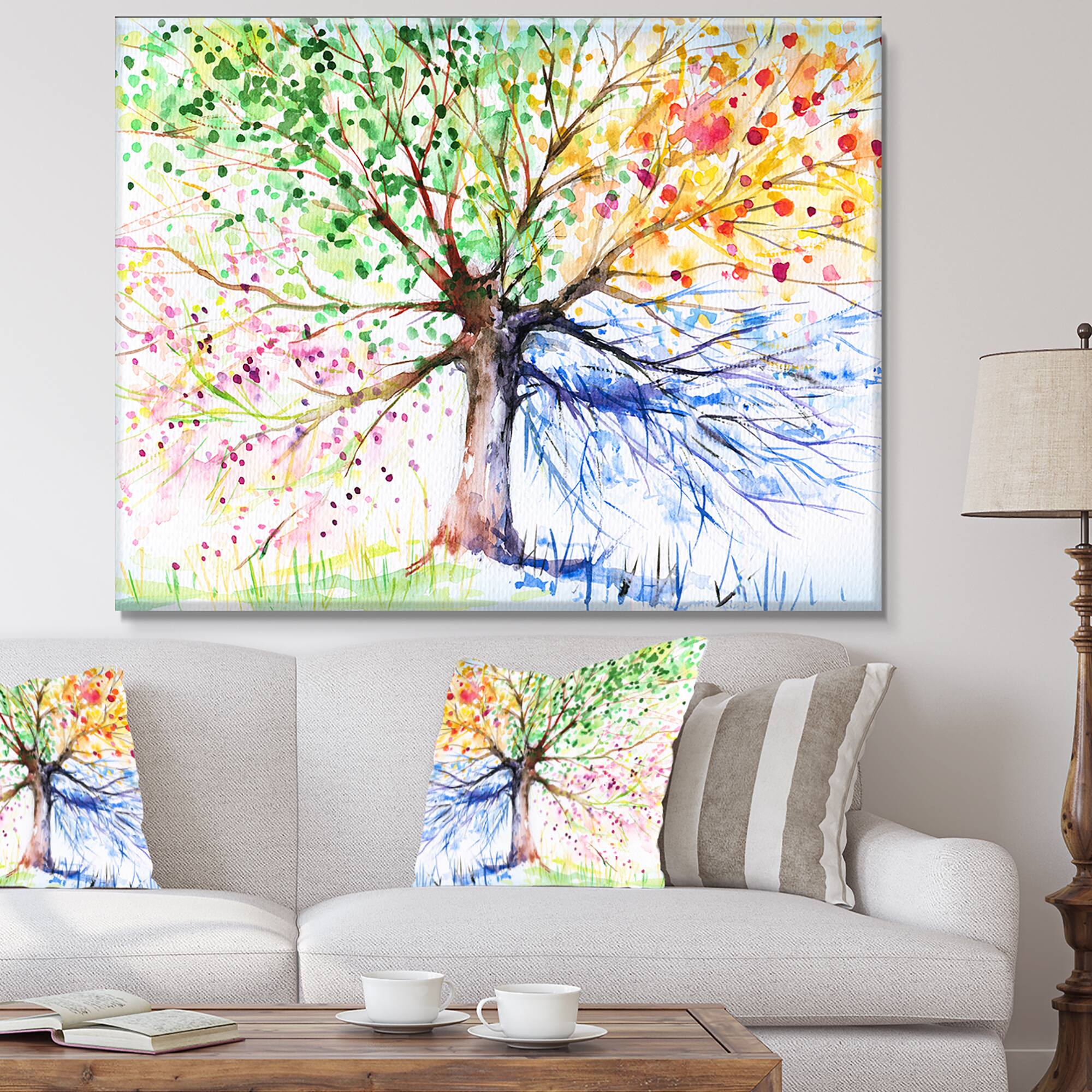 Designart - Four Seasons Tree - Floral Art Canvas Print