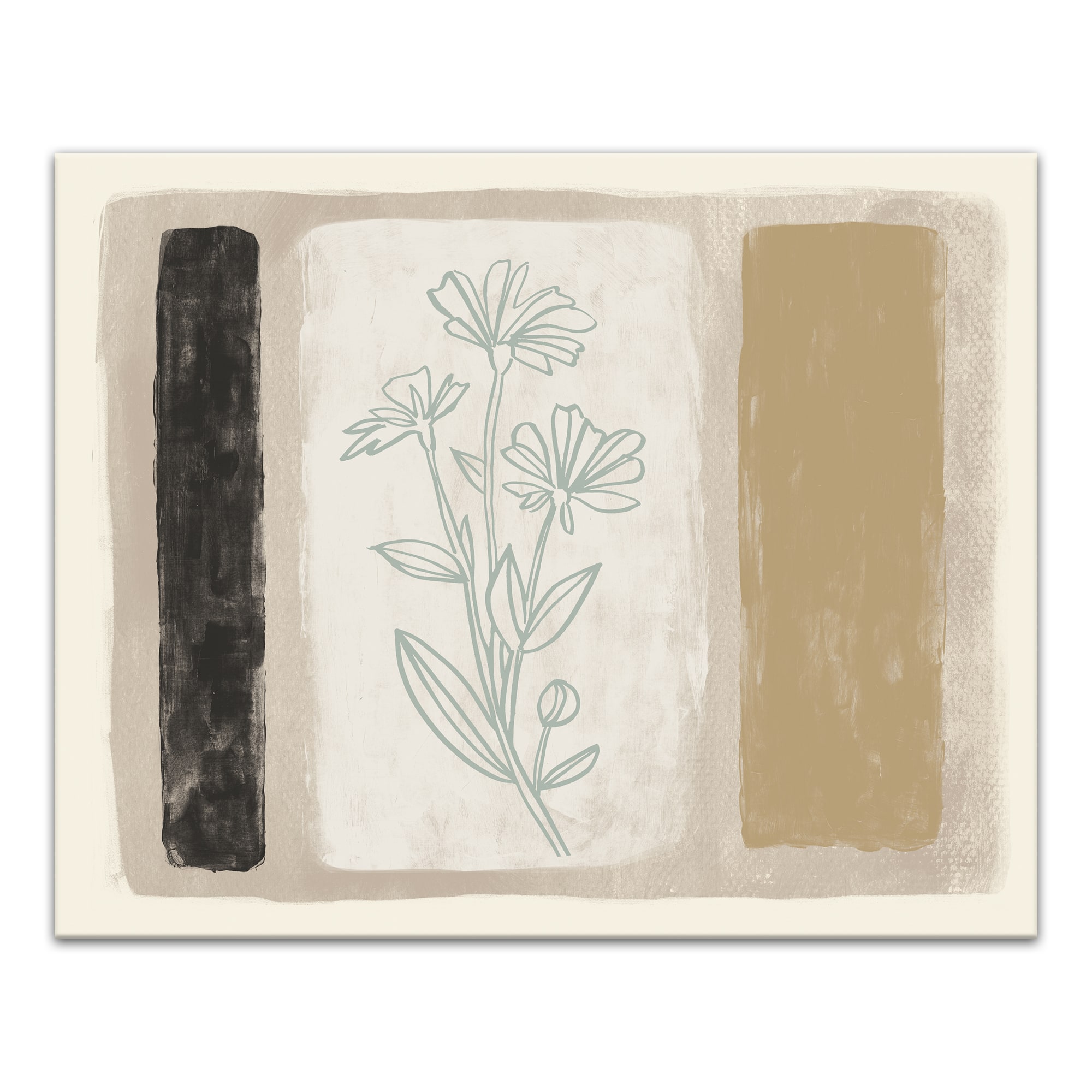 Cream Abstract Floral Canvas Wall Art