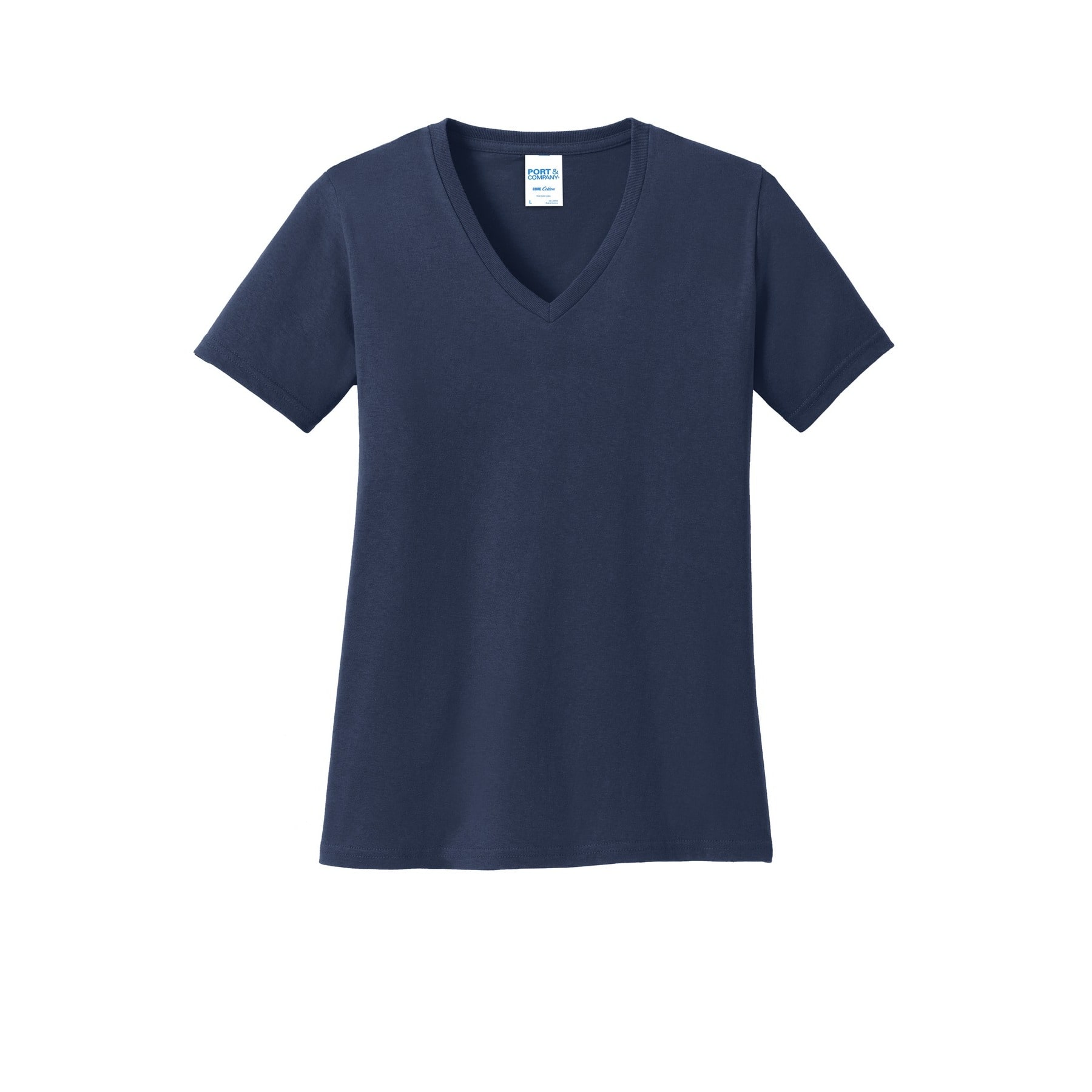 Port & Company&reg; Ladies Core Cotton Neutrals V-Neck T-Shirt in Navy Blue | Medium | Michaels&reg;