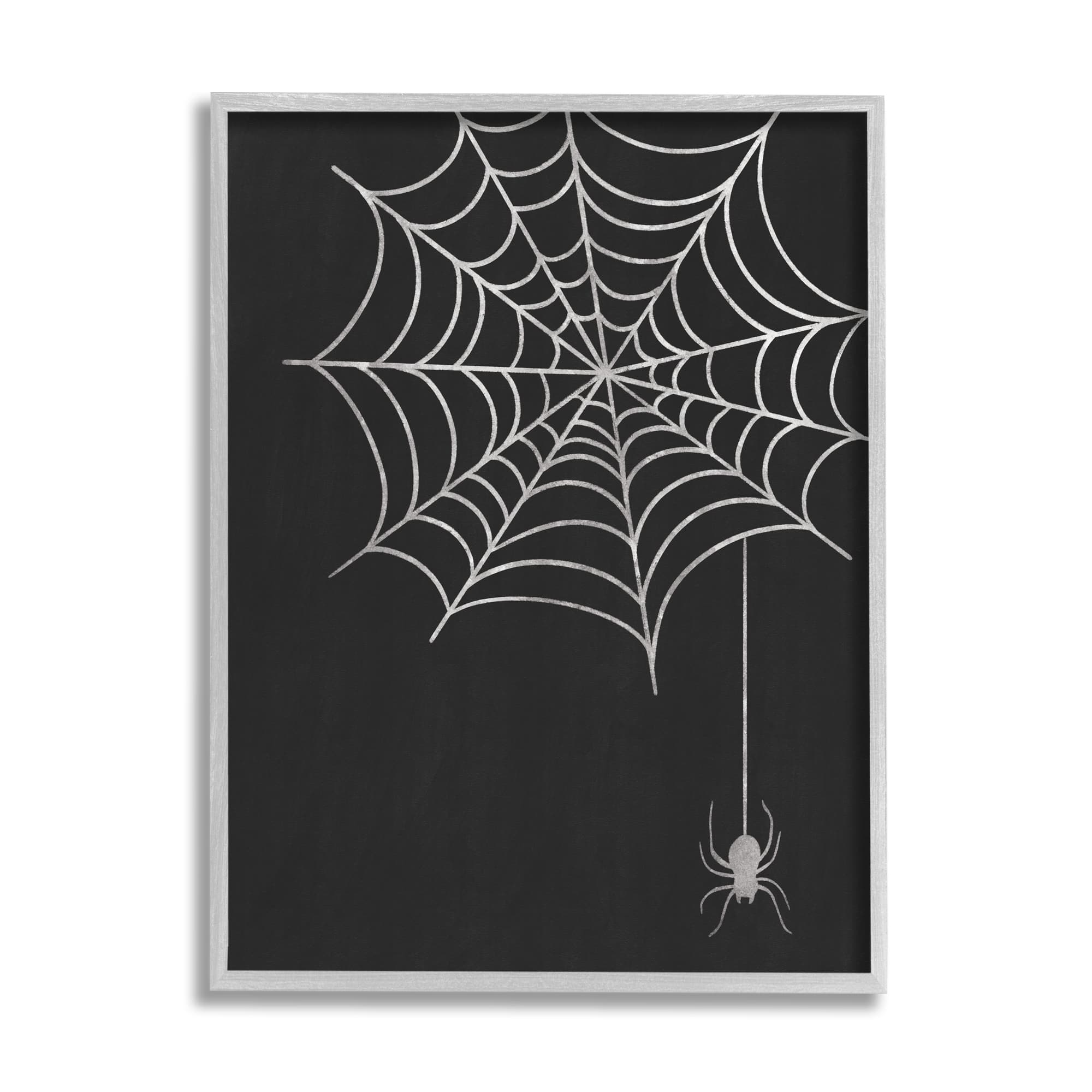 Stupell Industries Casual Black Hanging Spider Web Framed Giclee Art