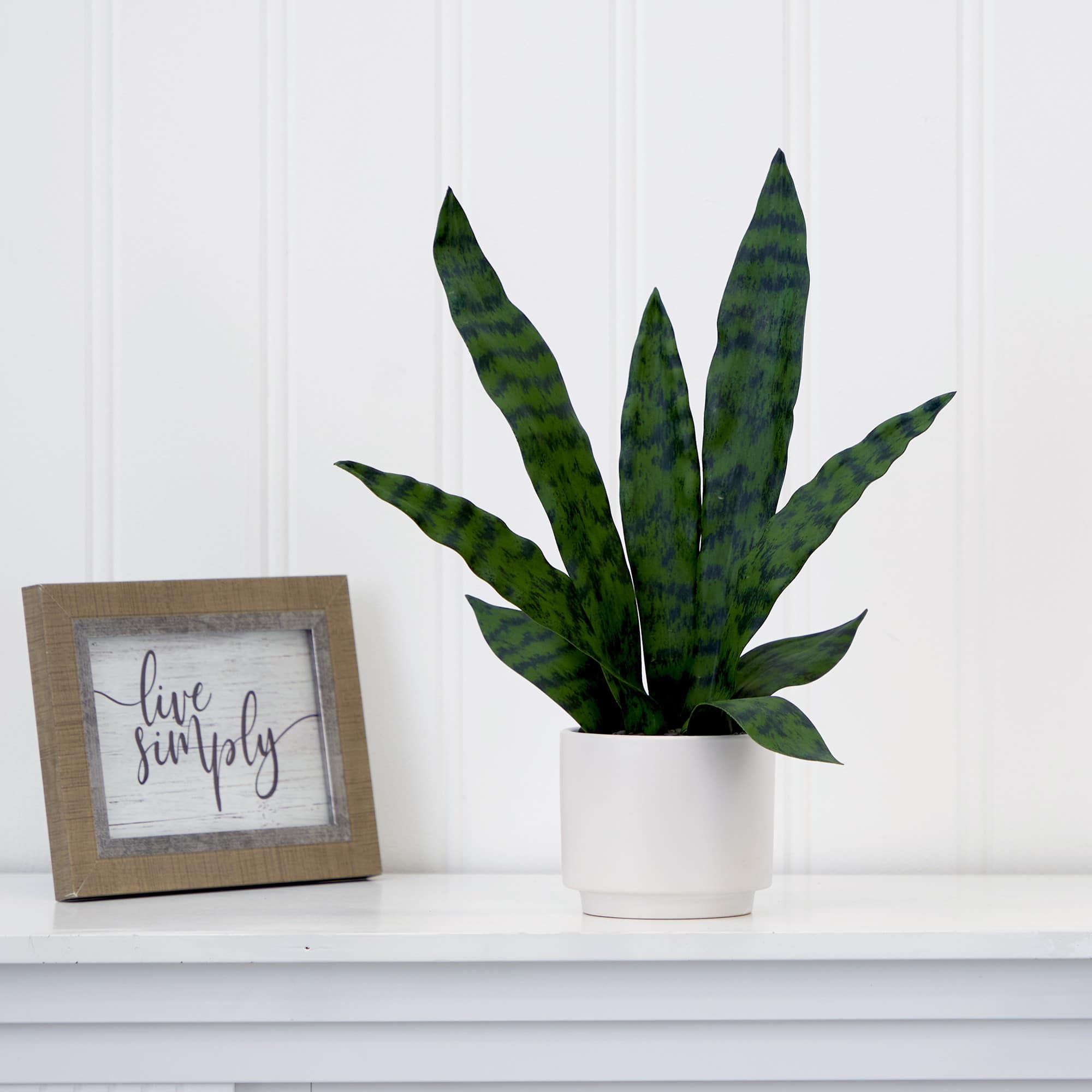 16&#x22; Artificial Sansevieria Snake Plant with Decorative Planter 