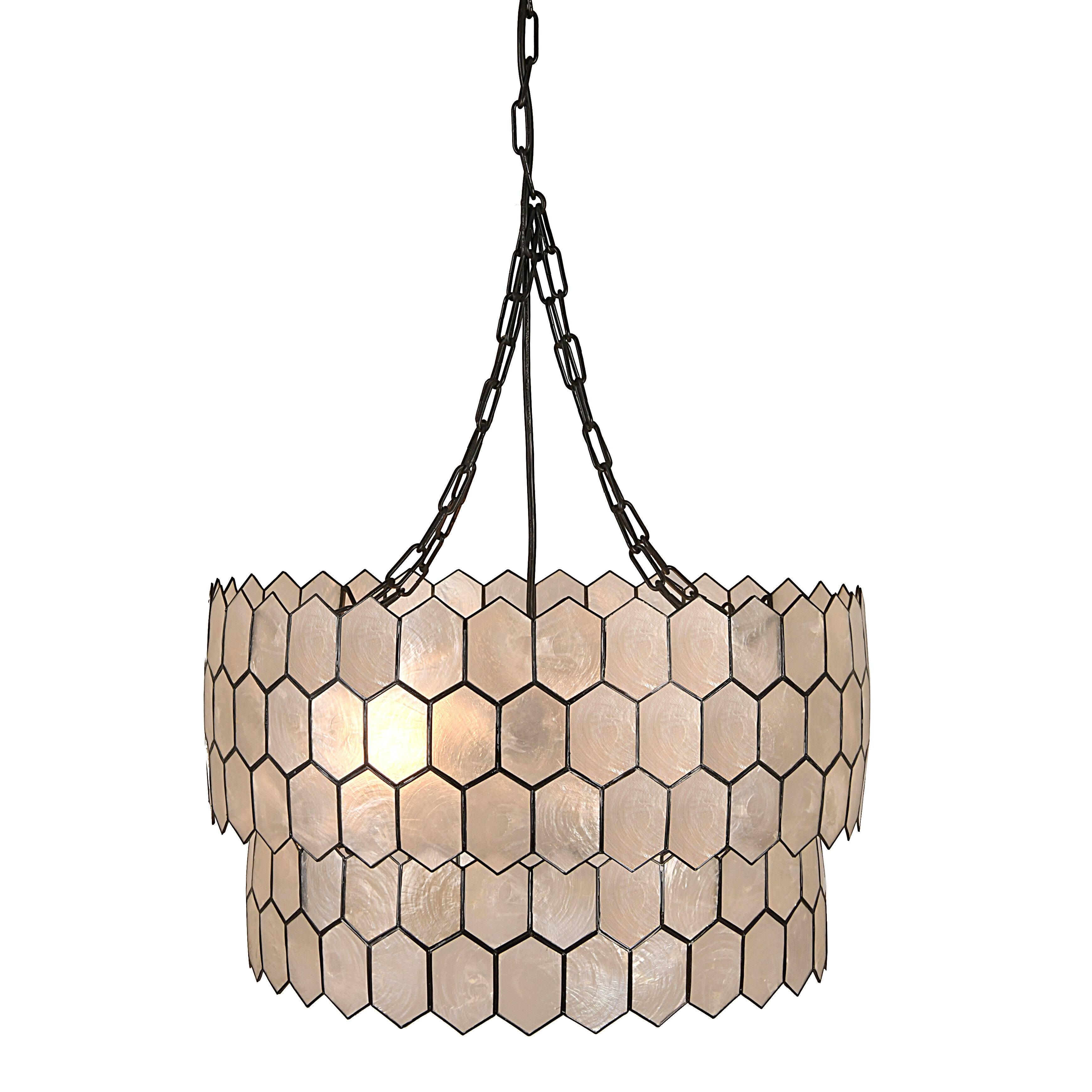 Hello Honey&#xAE; Capiz 2-Tier Honeycomb Chandelier
