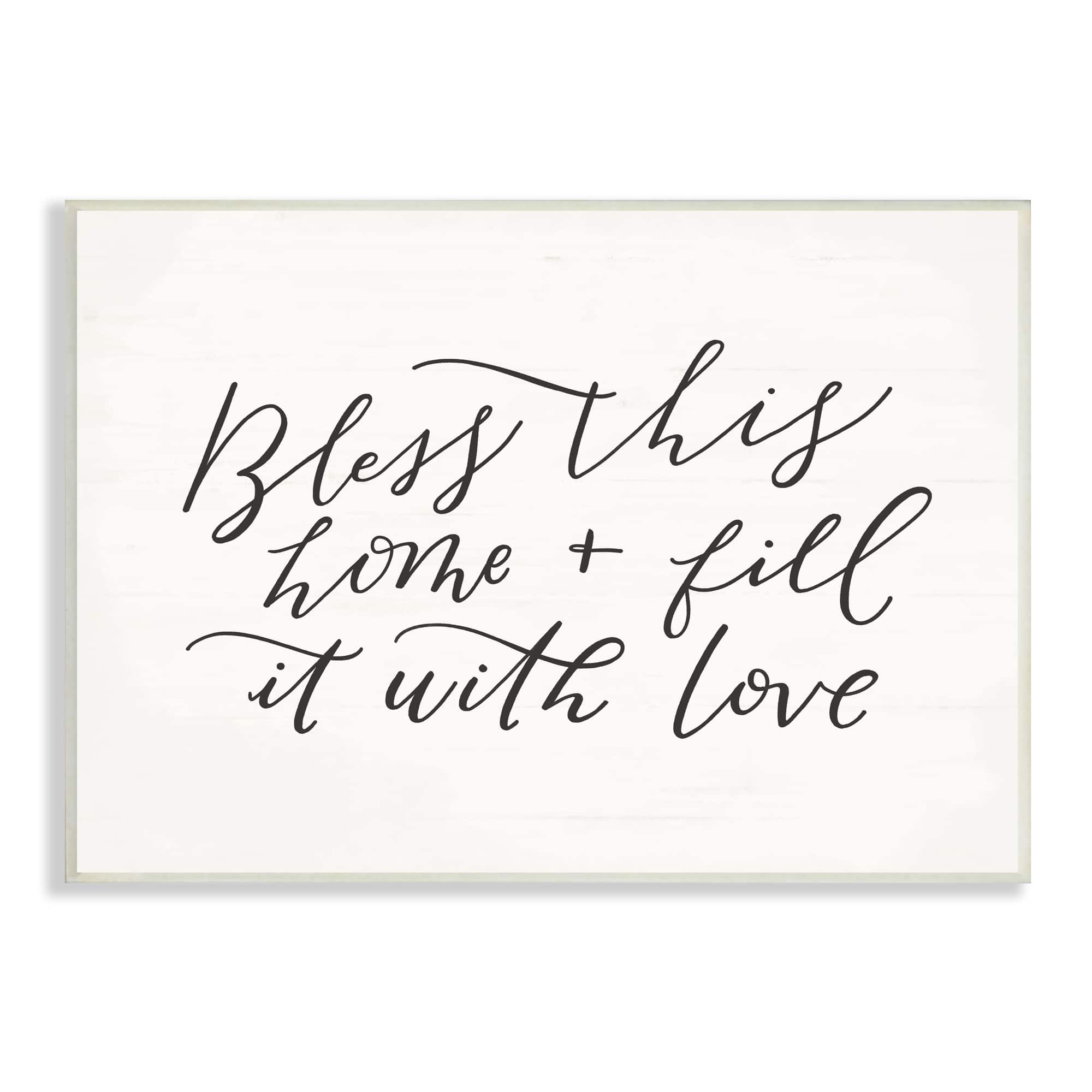 Stupell Industries Bless This Home with Love Family Motivational Phrase Wall Plaque Art