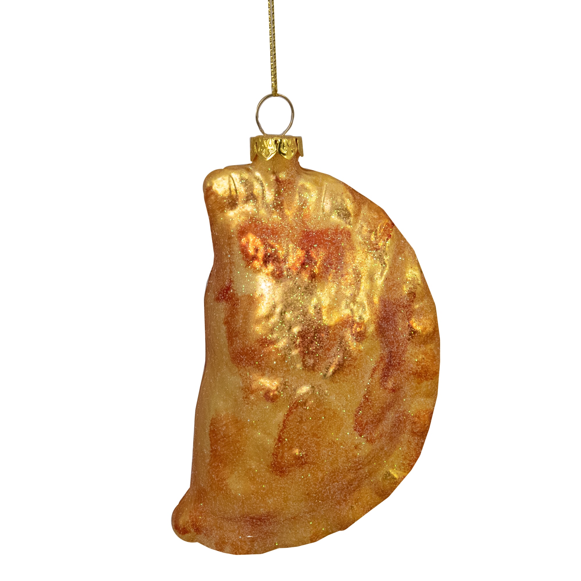 5&#x22; Golden Glittered Pierogi Glass Ornament