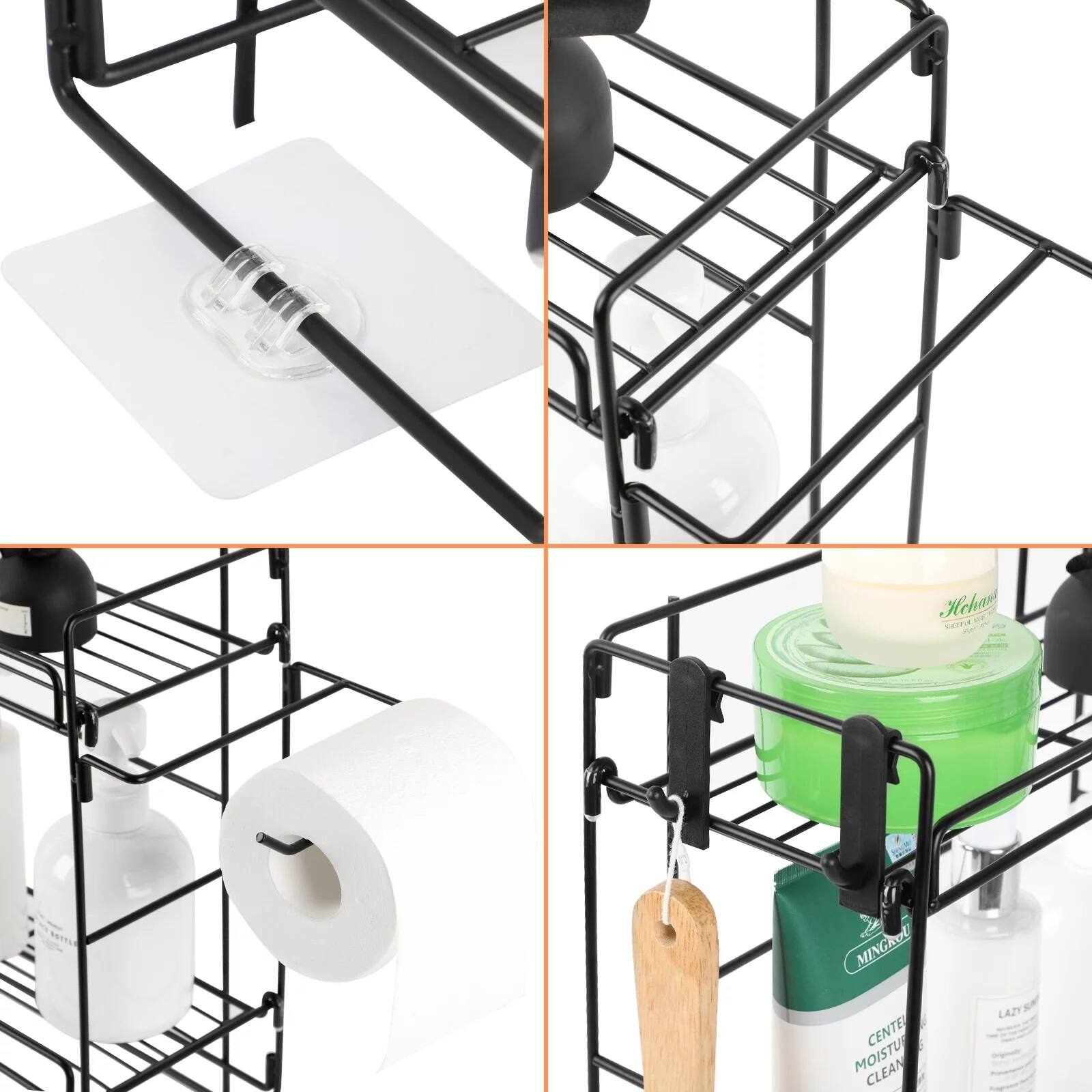 Over The Toilet Storage Shelf Organizer Basket with Paper Towel Holder