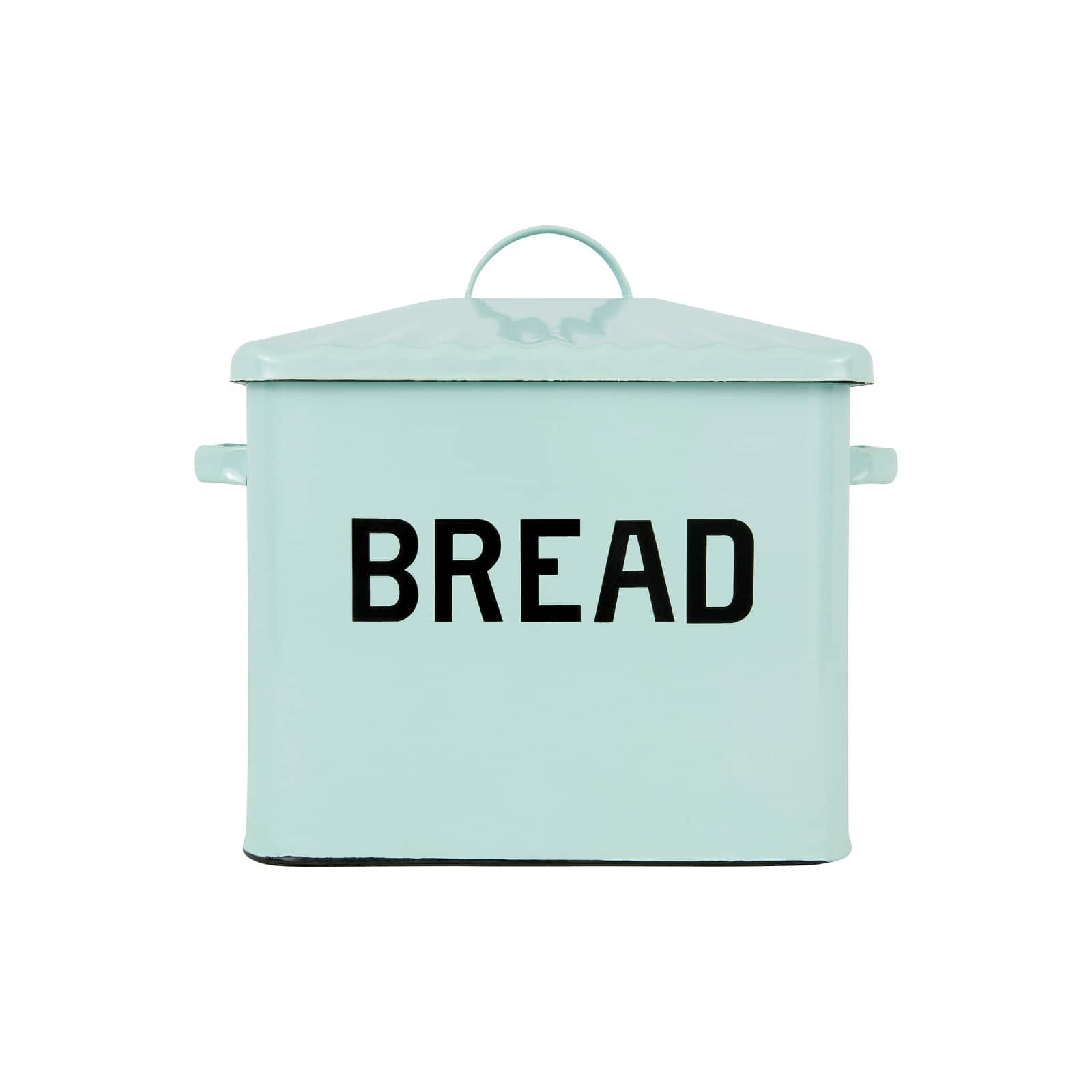 Enameled Metal Distressed &#x22;BREAD&#x22; Box with Lid