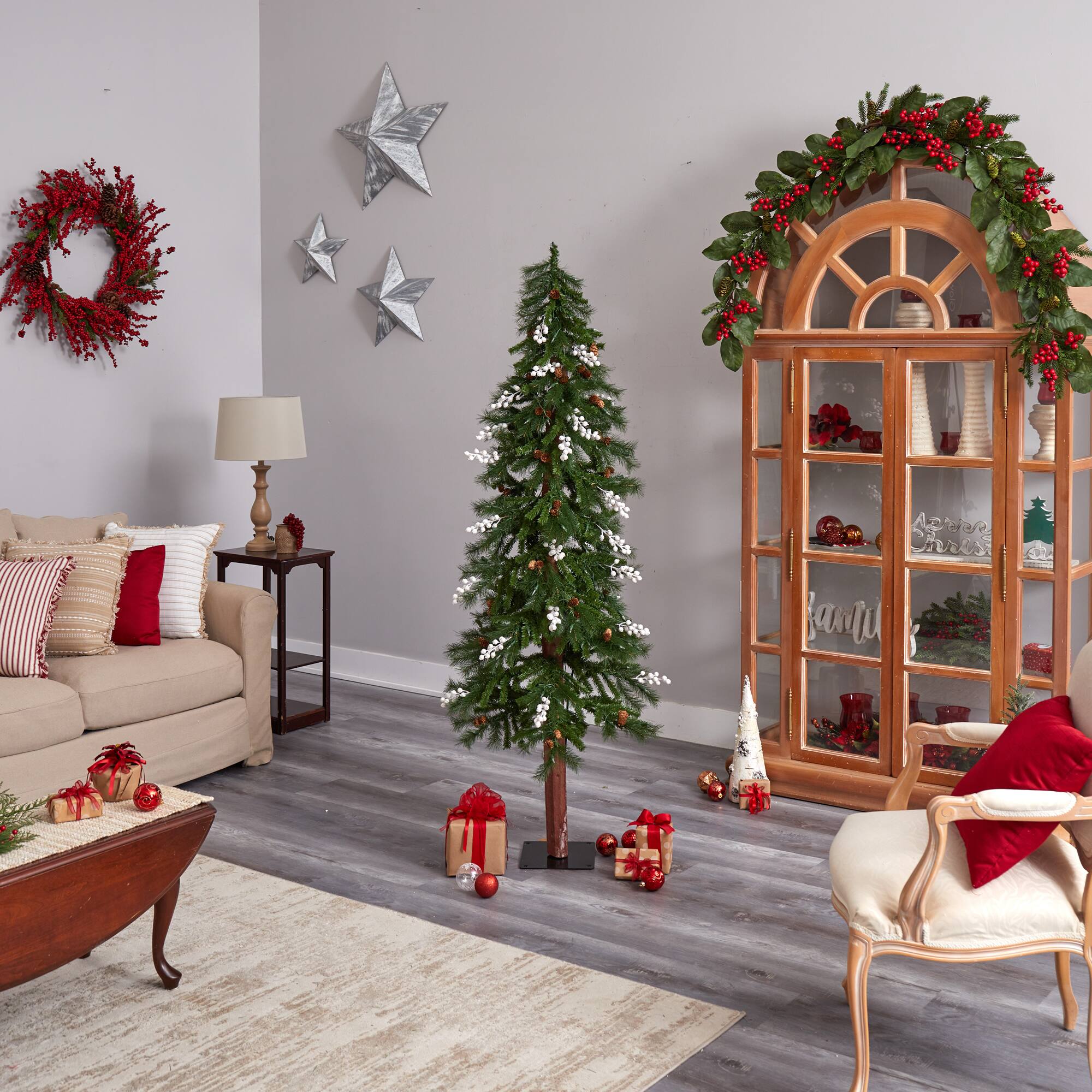 6ft. Pre-Lit Alpine Artificial Christmas Tree, Warm White LED Lights