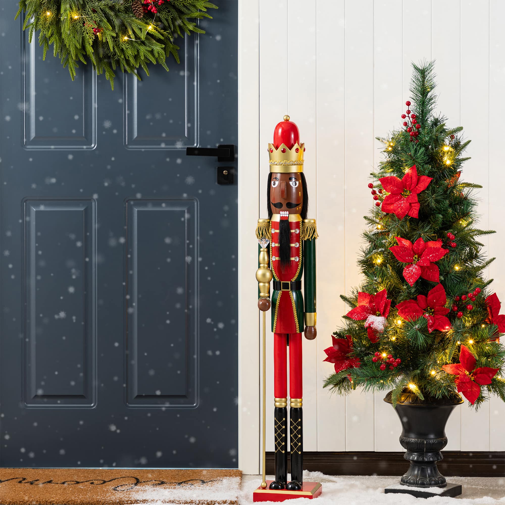 Glitzhome&#xAE; 42&#x22;H Wooden Christmas African American King Nutcracker