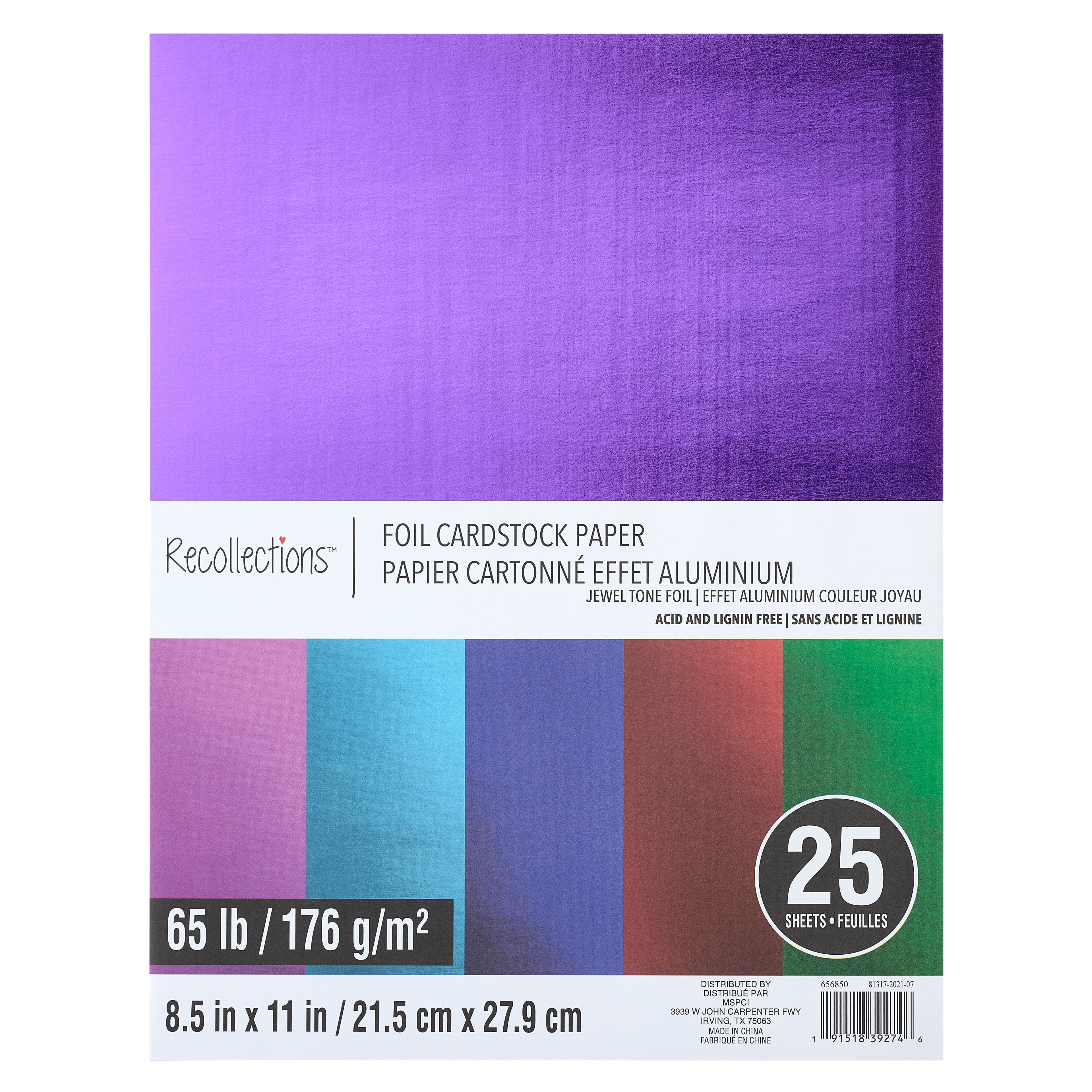 Multicolor 8.5&#x22; x 11&#x22; Foil Cardstock Paper by Recollections&#x2122;, 25 Sheets