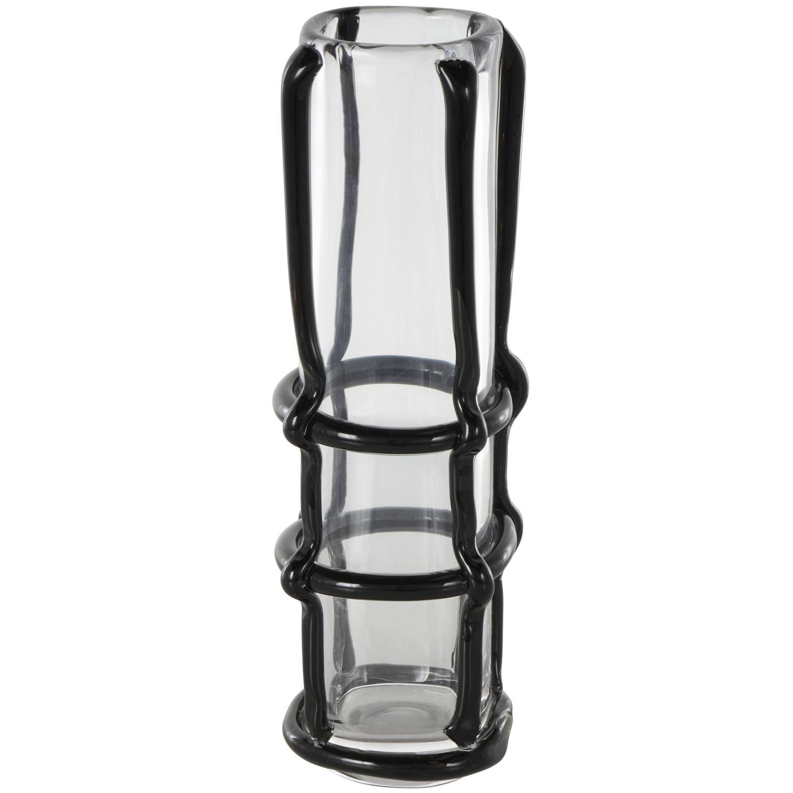 Black Recycled Glass Vase with Glass Framing