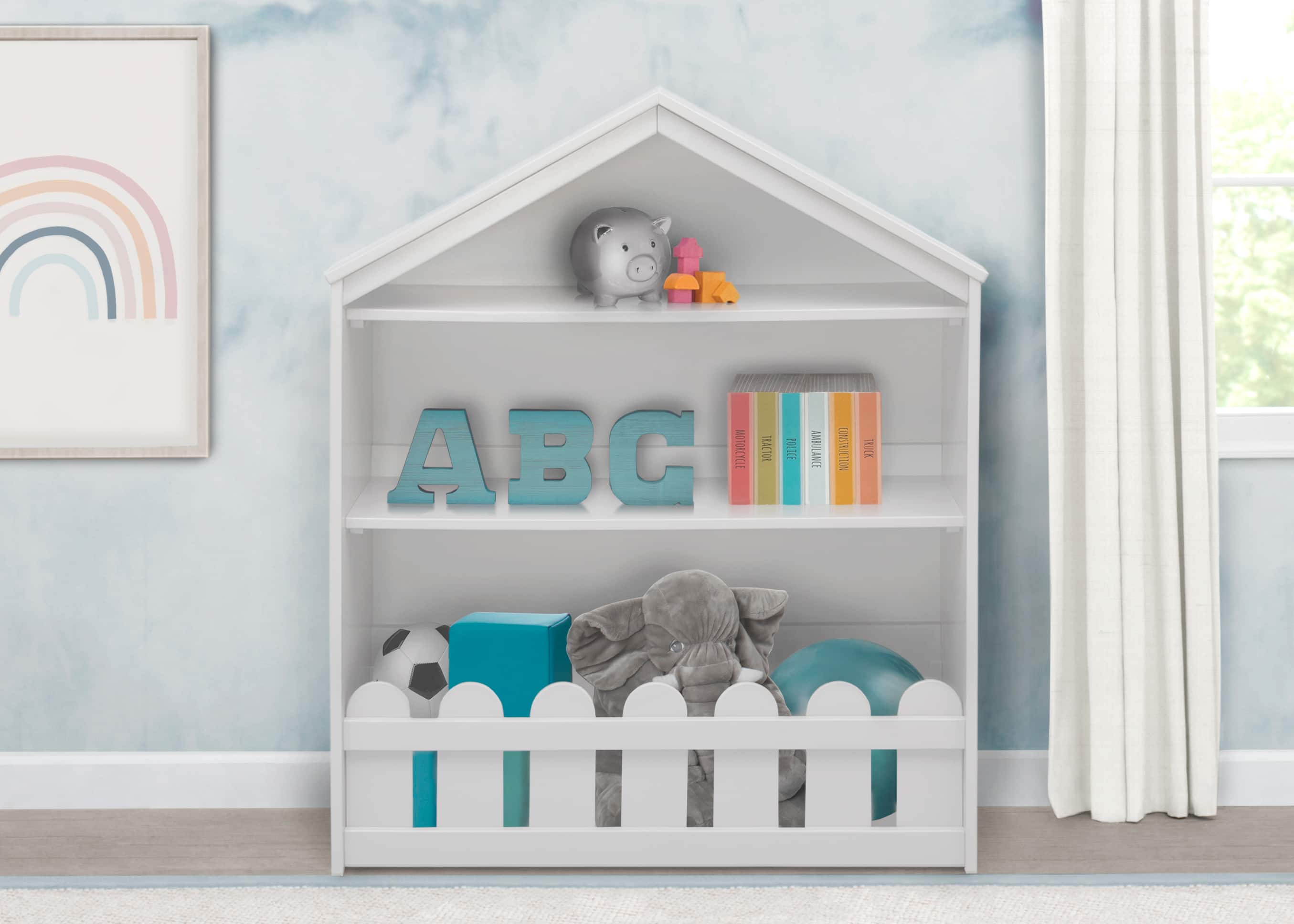 Delta Children Serta Bianca White Happy Home Storage Bookcase