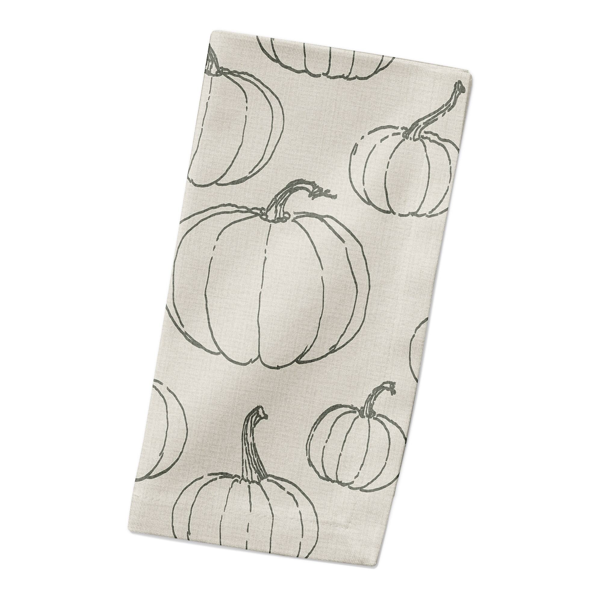 White Pumpkin Pattern Cotton Twill Napkin
