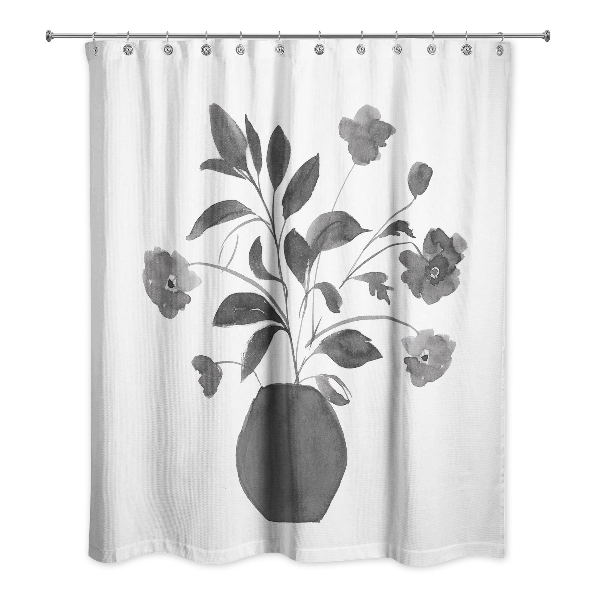 Monochromatic Floral II 71" x 74" Shower Curtain