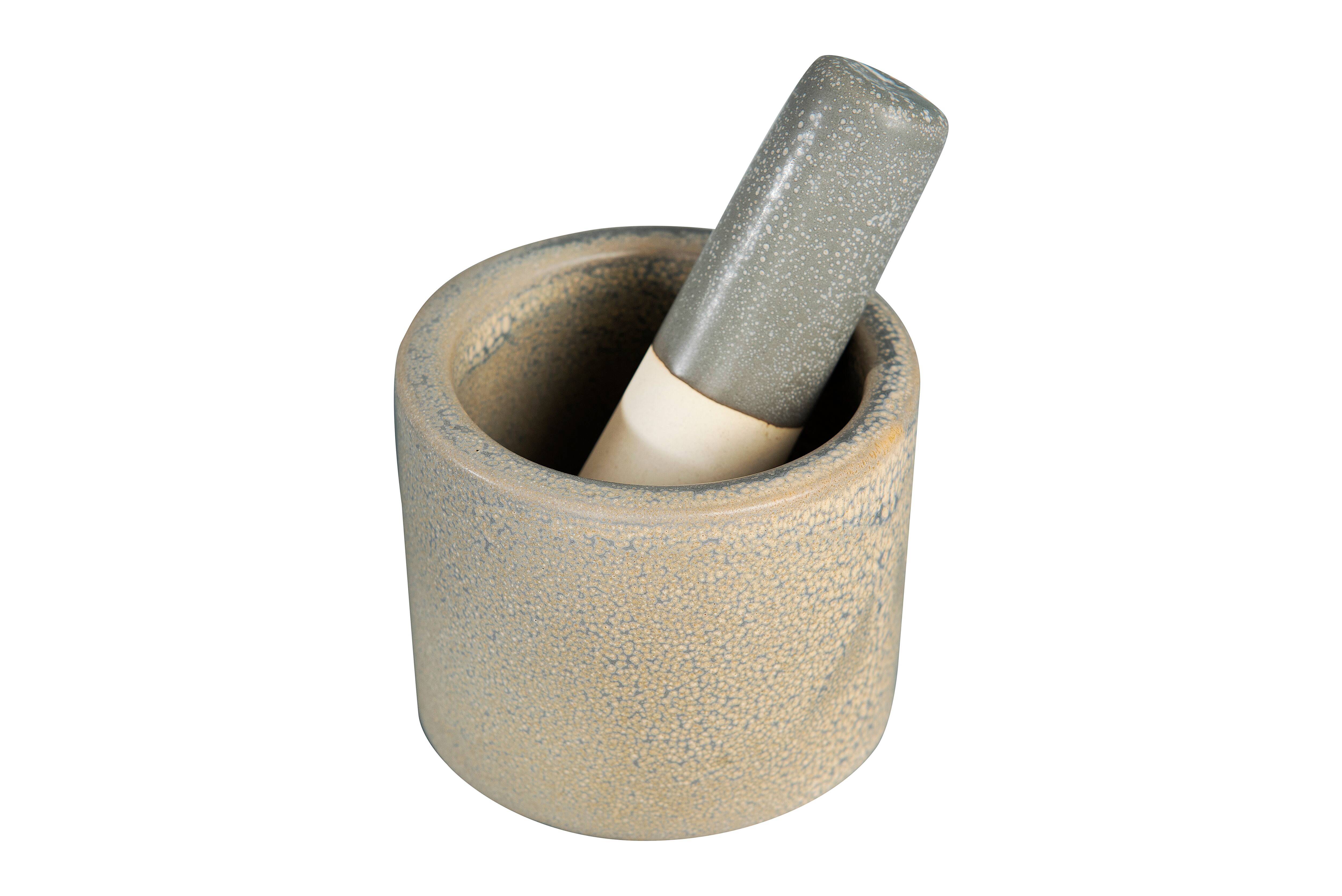 Hello Honey® 5" Matte Gray Stoneware Mortar & Pestle Set