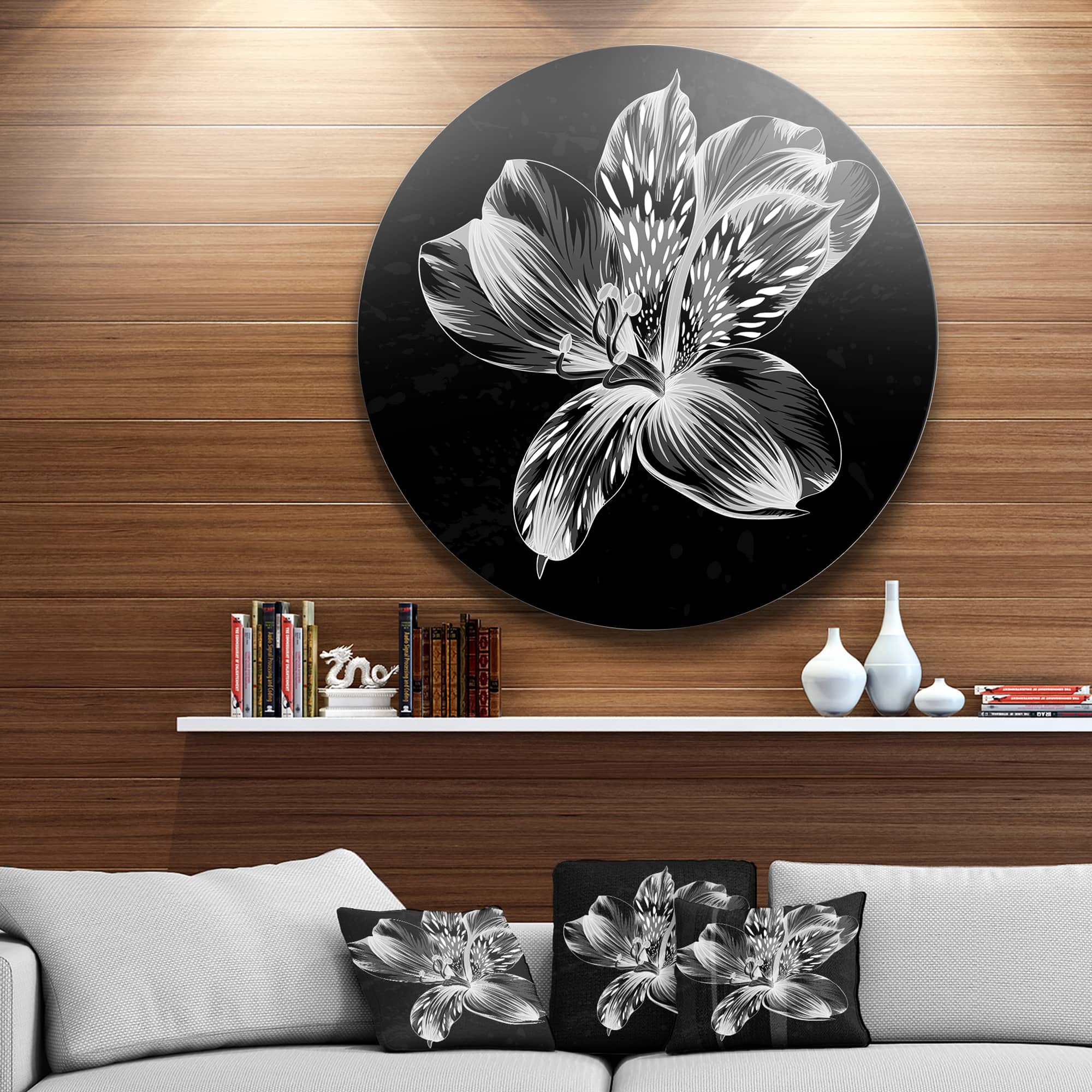 Designart - Beautiful Monochrome Alstroemeria Flower' Extra Large Floral Wall Art